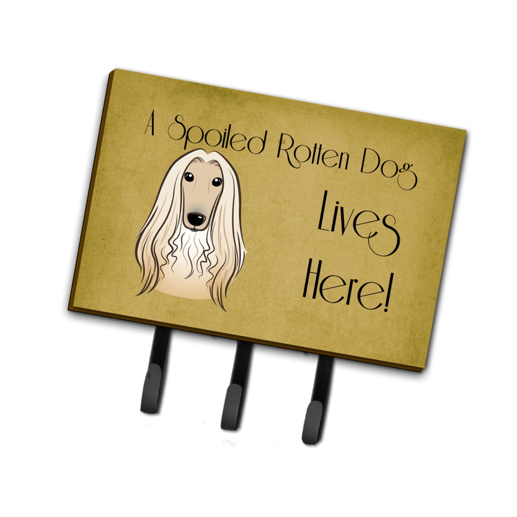Caroline'S Treasures Bb1492Th68 Afghan Hound Spoiled Dog Lives Here Leash Or Key Holder, Large, Multicolor