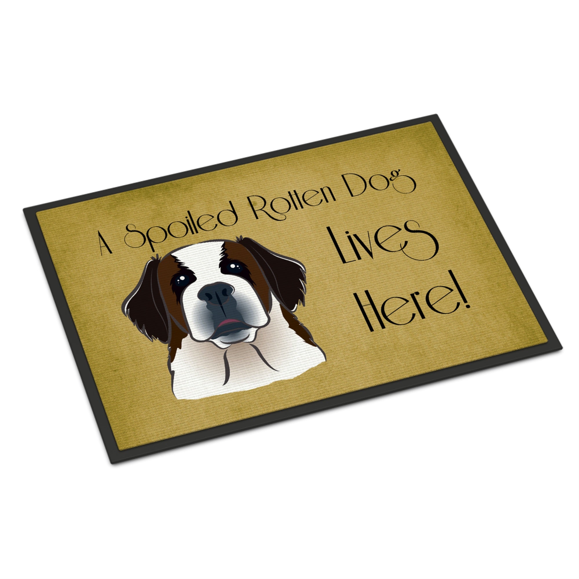 Caroline'S Treasures Bb1494Mat Saint Bernard Spoiled Dog Lives Here Indoor Or Outdoor Mat, 18 X 27, Multicolor