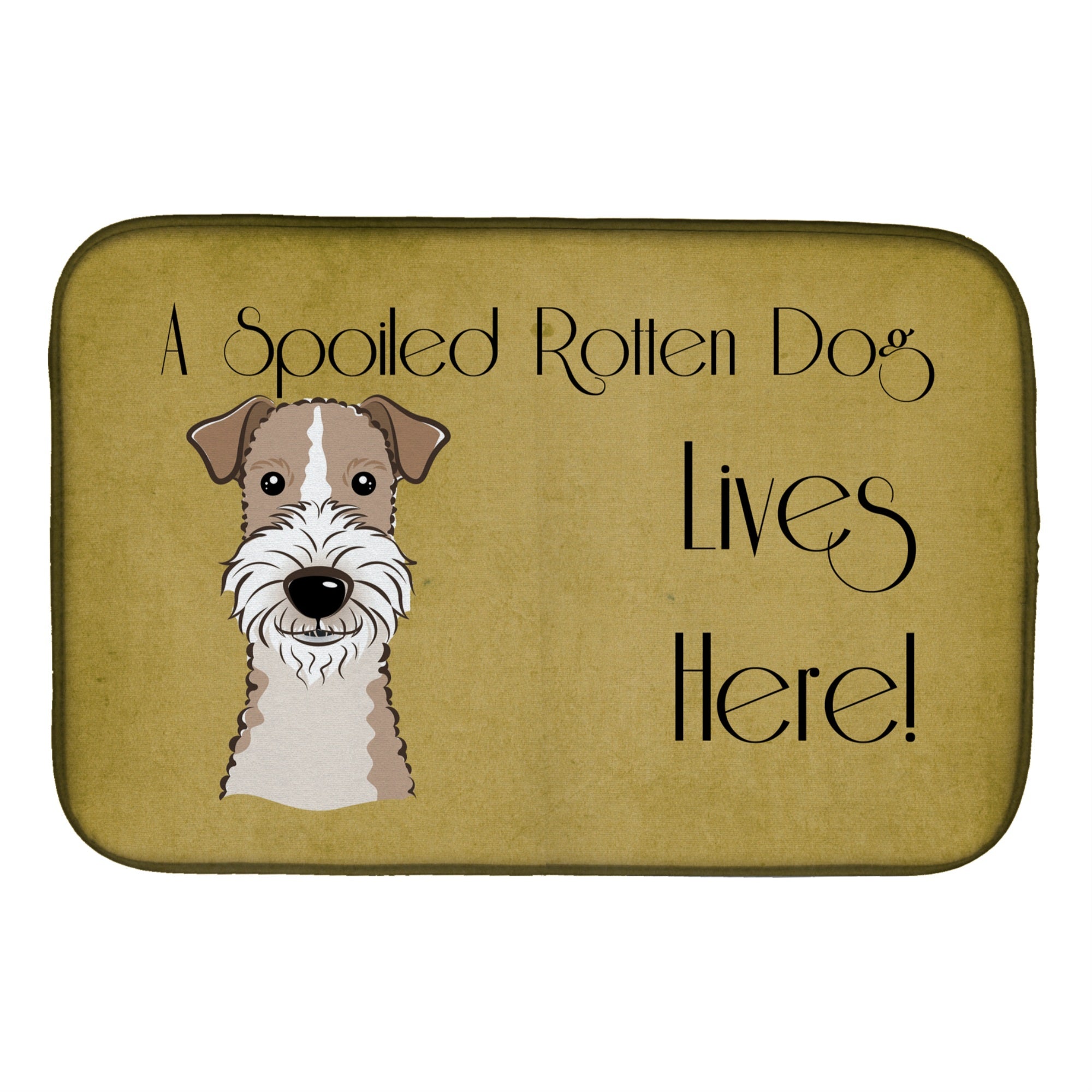 Caroline'S Treasures Wire Haired Fox Terrier Spoiled Dog Lives Here Dish Drying Mat, 14 X 21