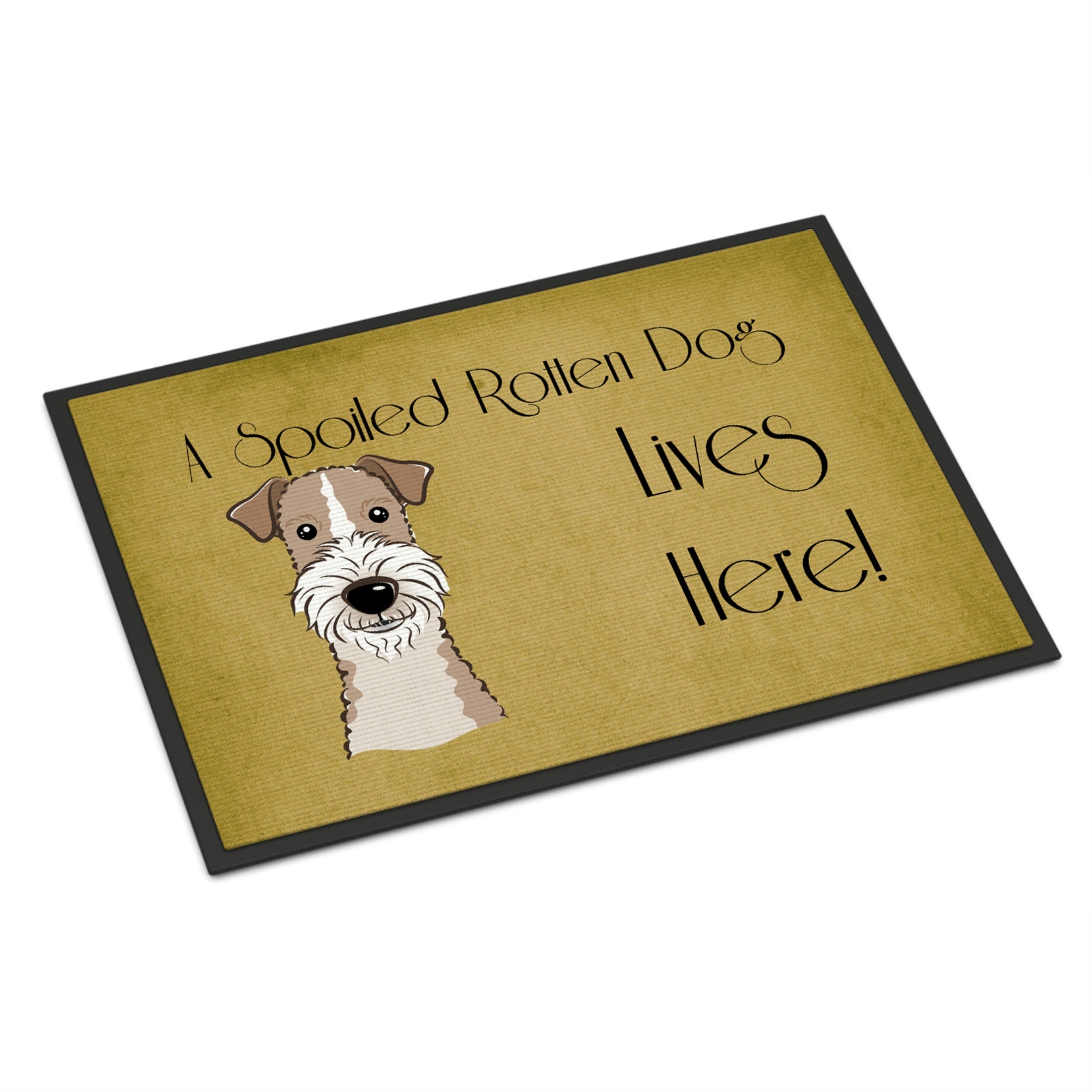 Caroline'S Treasures Bb1495Mat Wire Haired Fox Terrier Spoiled Dog Lives Here Indoor Or Outdoor Mat, 18 X 27, Multicolor