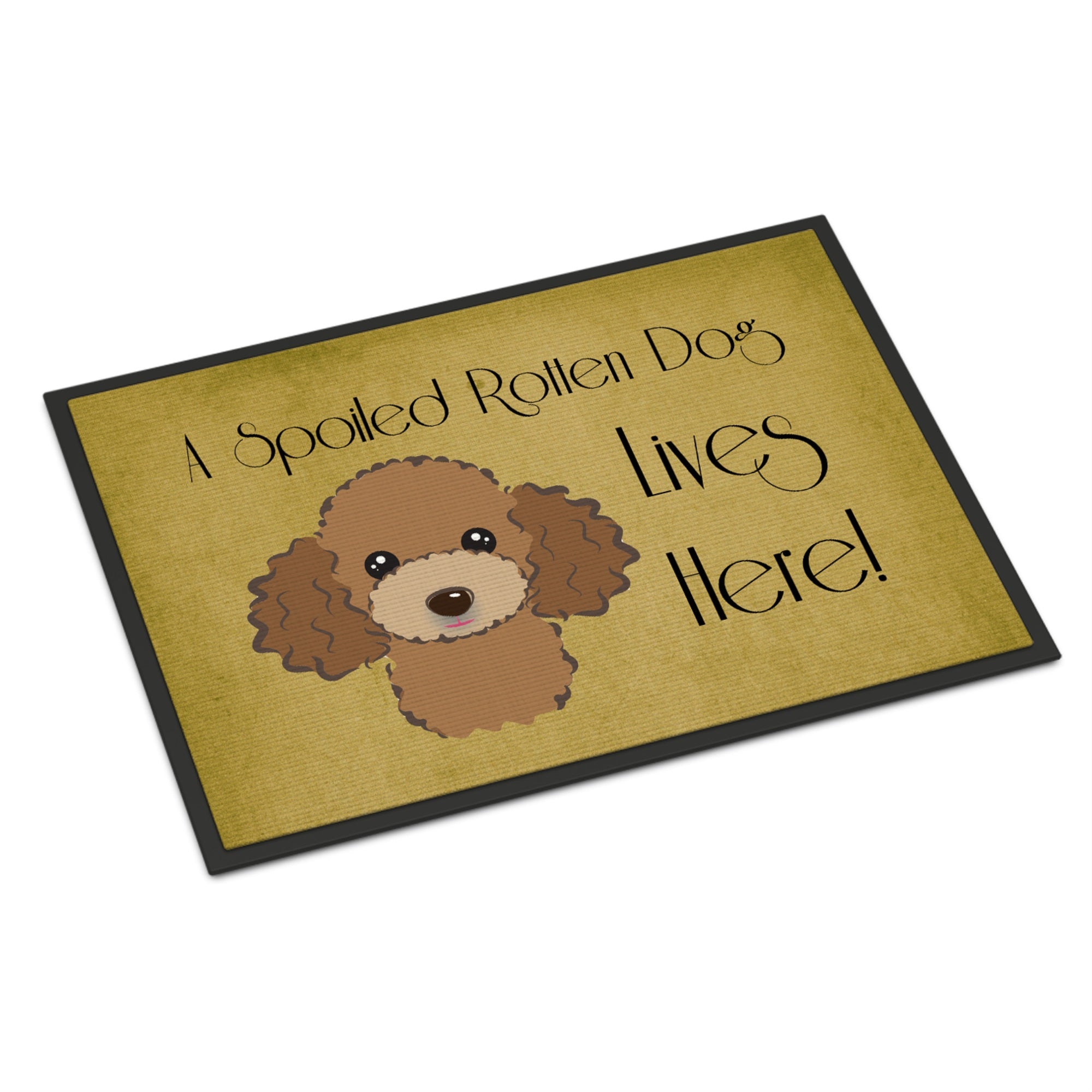 Caroline'S Treasures Bb1504Jmat Chocolate Brown Poodle Spoiled Dog Lives Here Indoor Or Outdoor Mat, 24 X 36, Multicolor