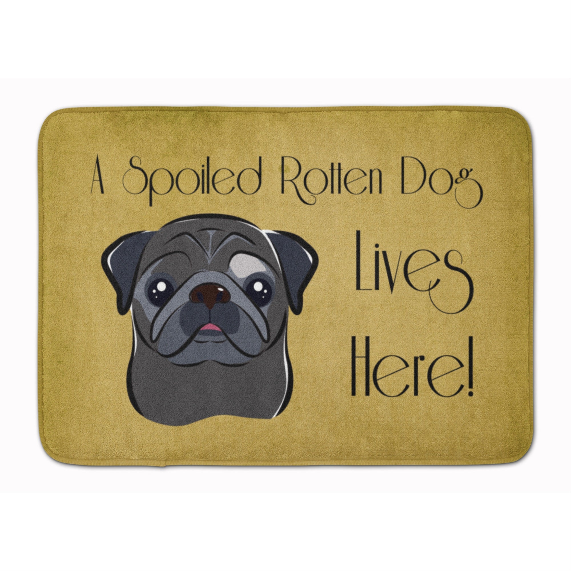 Caroline'S Treasures Black Pug Spoiled Dog Lives Here Floor Mat, 19 X 27, Multicolor