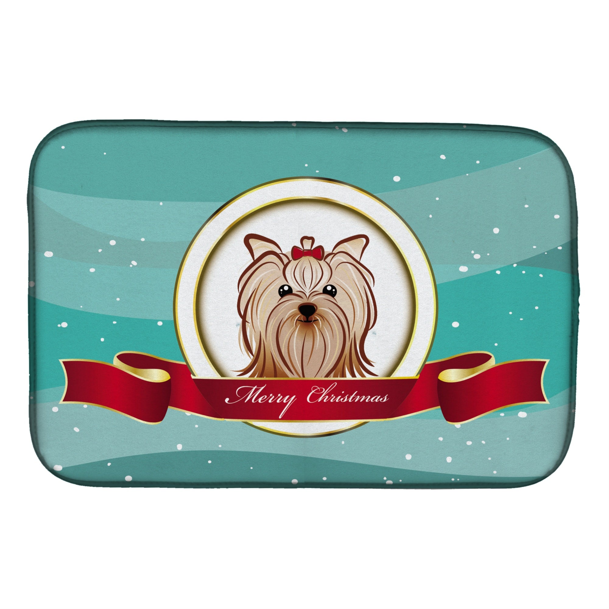 Caroline'S Treasures Yorkie Yorkshire Terrier Merry Christmas Dish Drying Mat, 14 X 21