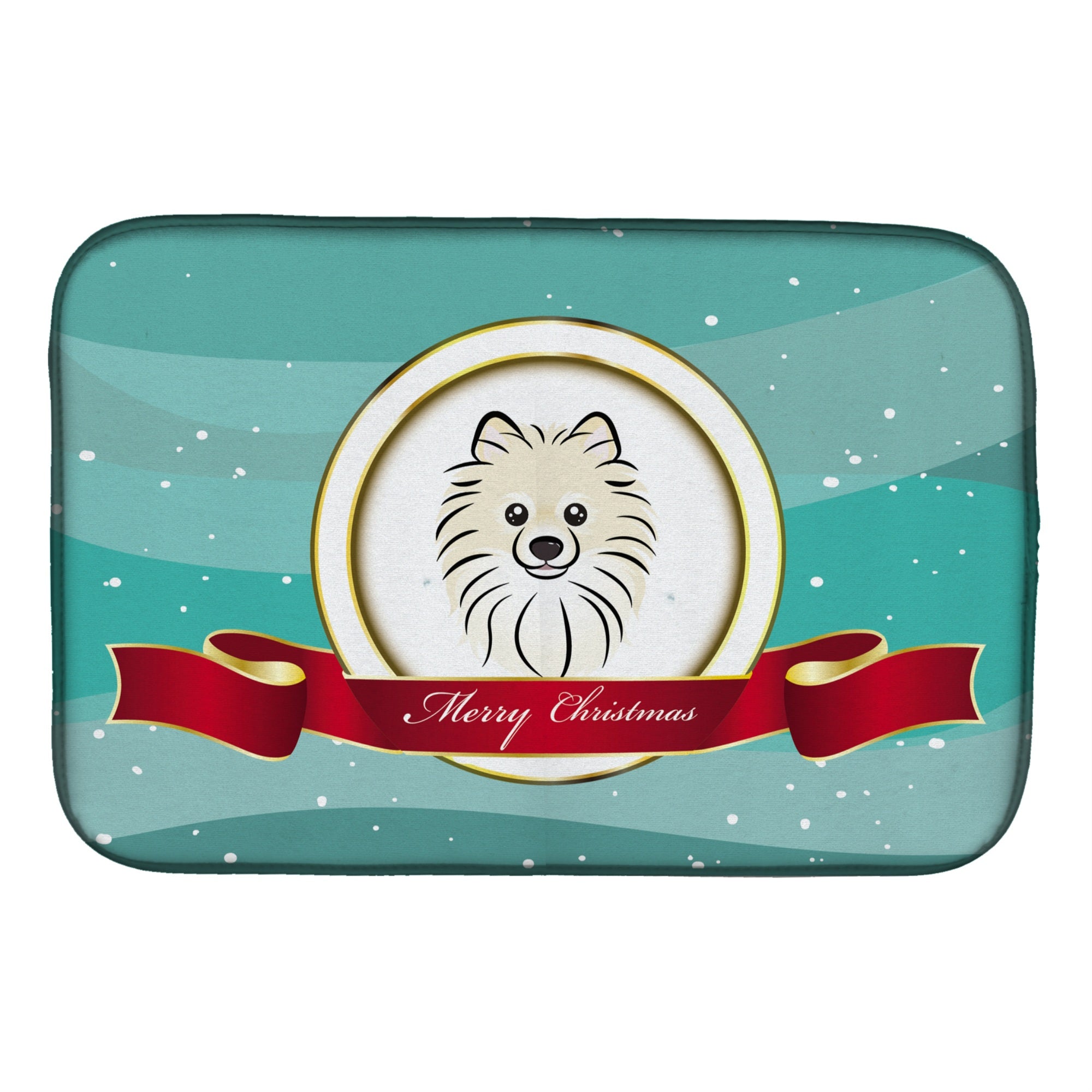 Caroline'S Treasures Pomeranian Merry Christmas Dish Drying Mat, 14 X 21