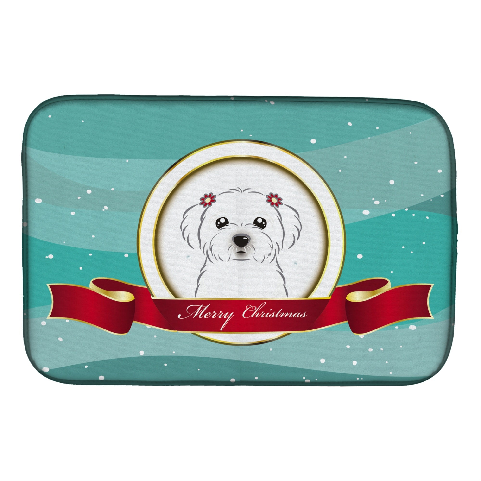Caroline'S Treasures Maltese Merry Christmas Dish Drying Mat, 14 X 21