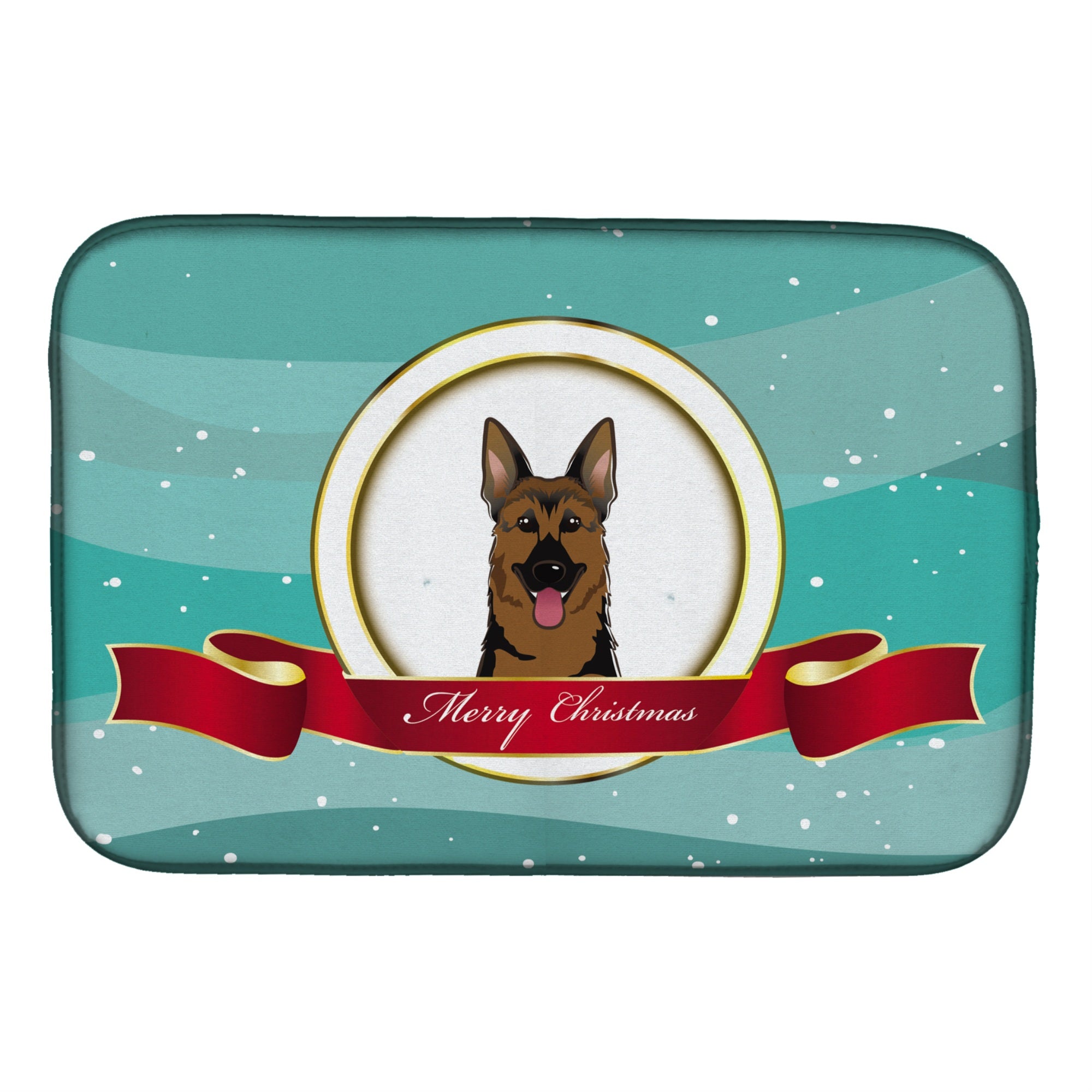 Caroline'S Treasures German Shepherd Merry Christmas Dish Drying Mat, 14 X 21