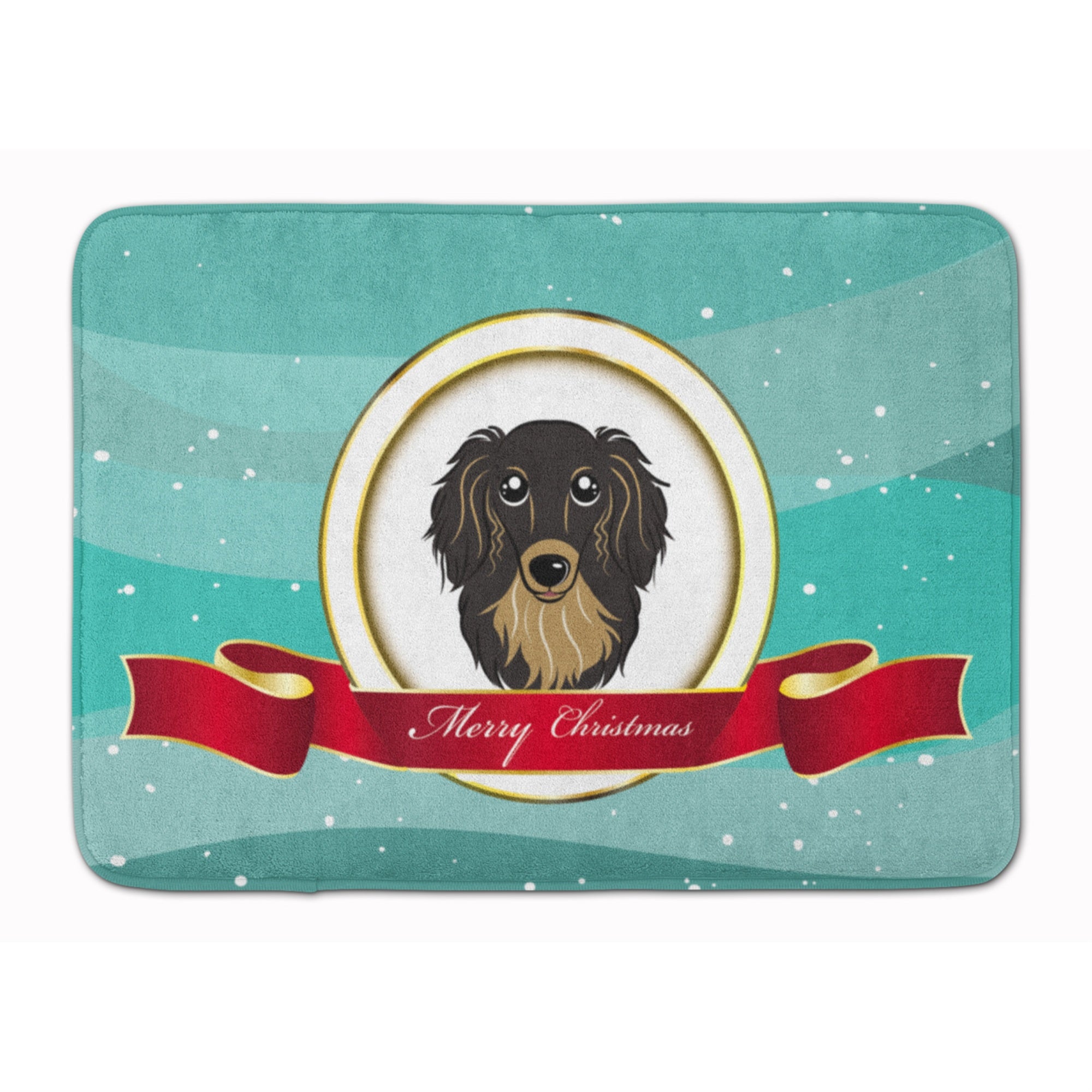 Caroline'S Treasures Longhair Black Tan Dachshund Christmas Floor Mat, 19 X 27, Multicolor