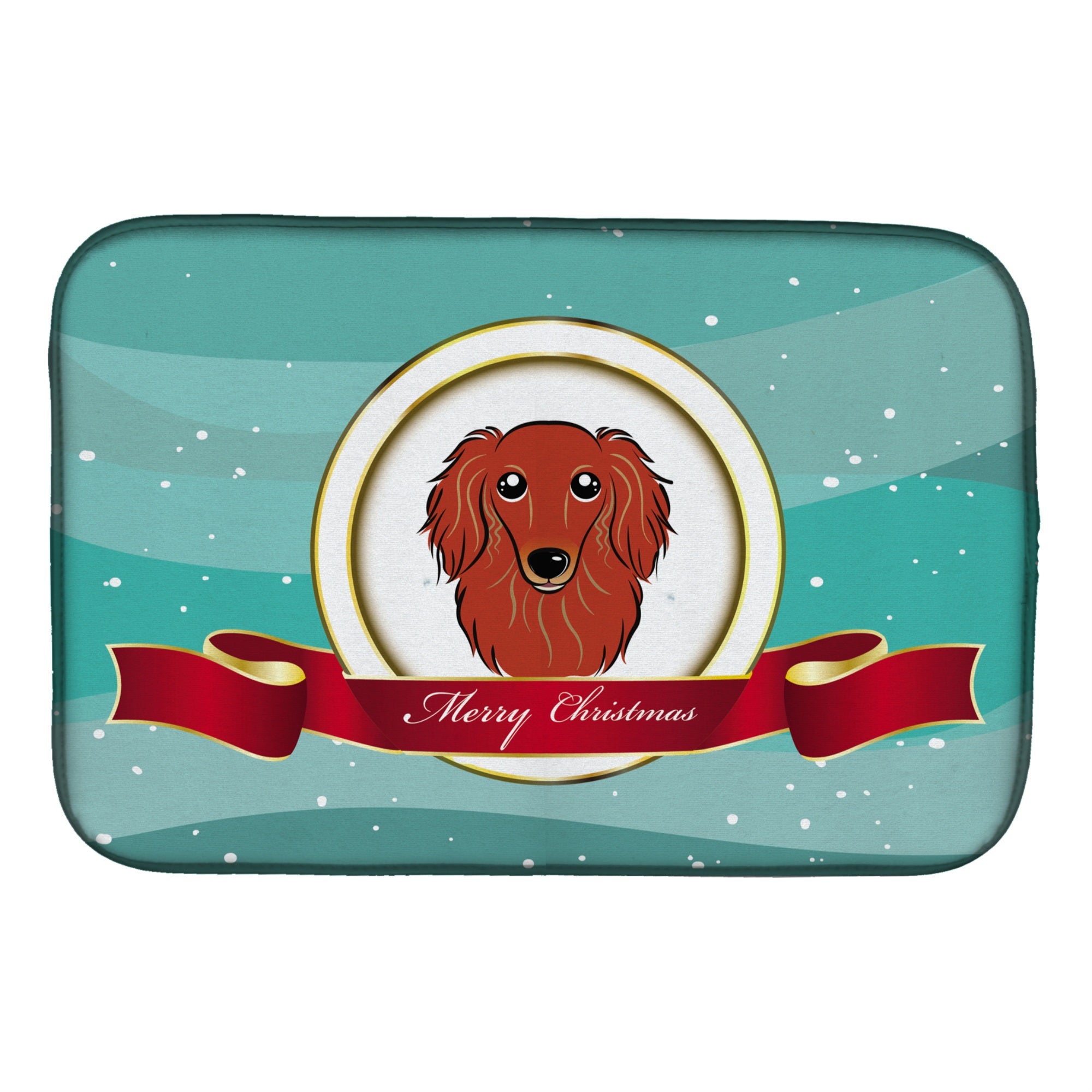 Caroline'S Treasures Dachshund Merry Christmas Dish Drying Mat, 14 X 21