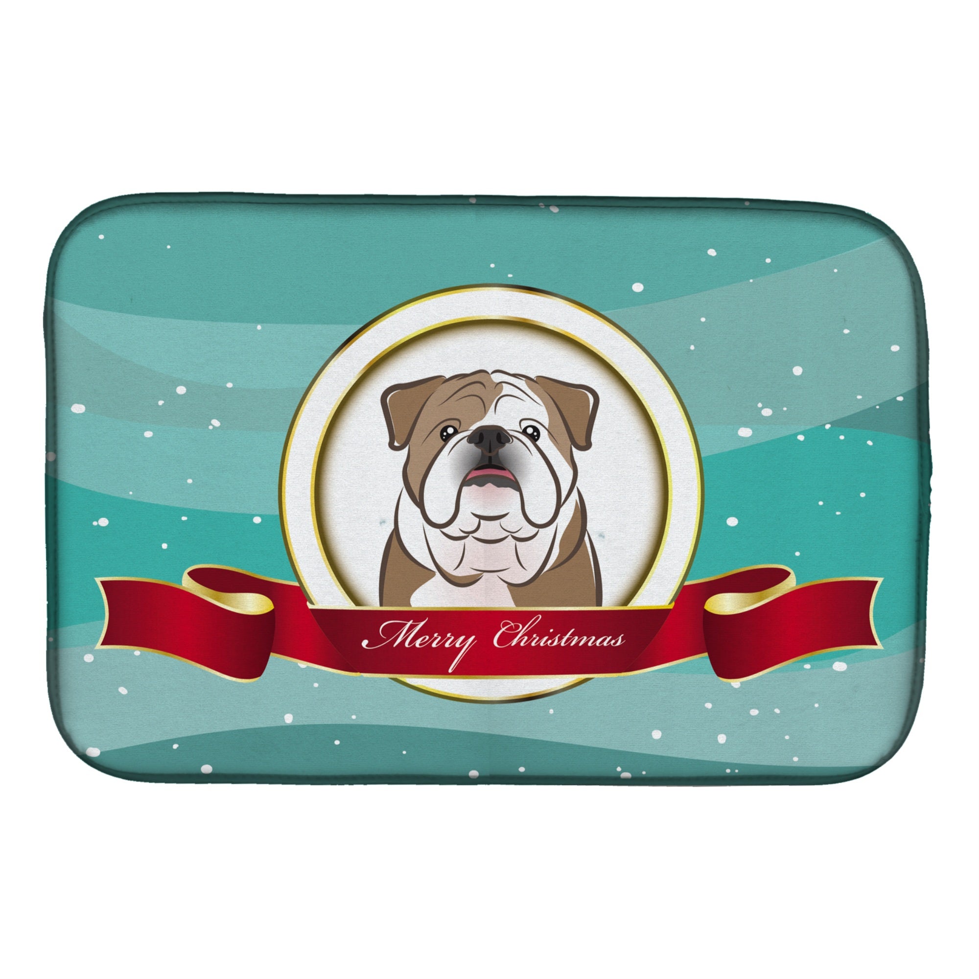 Caroline'S Treasures English Bulldog Merry Christmas Dish Drying Mat, 14 X 21
