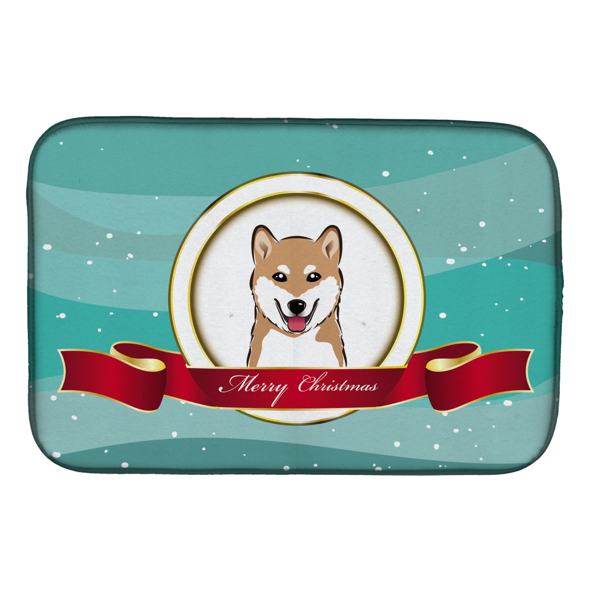 Caroline'S Treasures Shiba Inu Merry Christmas Dish Drying Mat, 14 X 21
