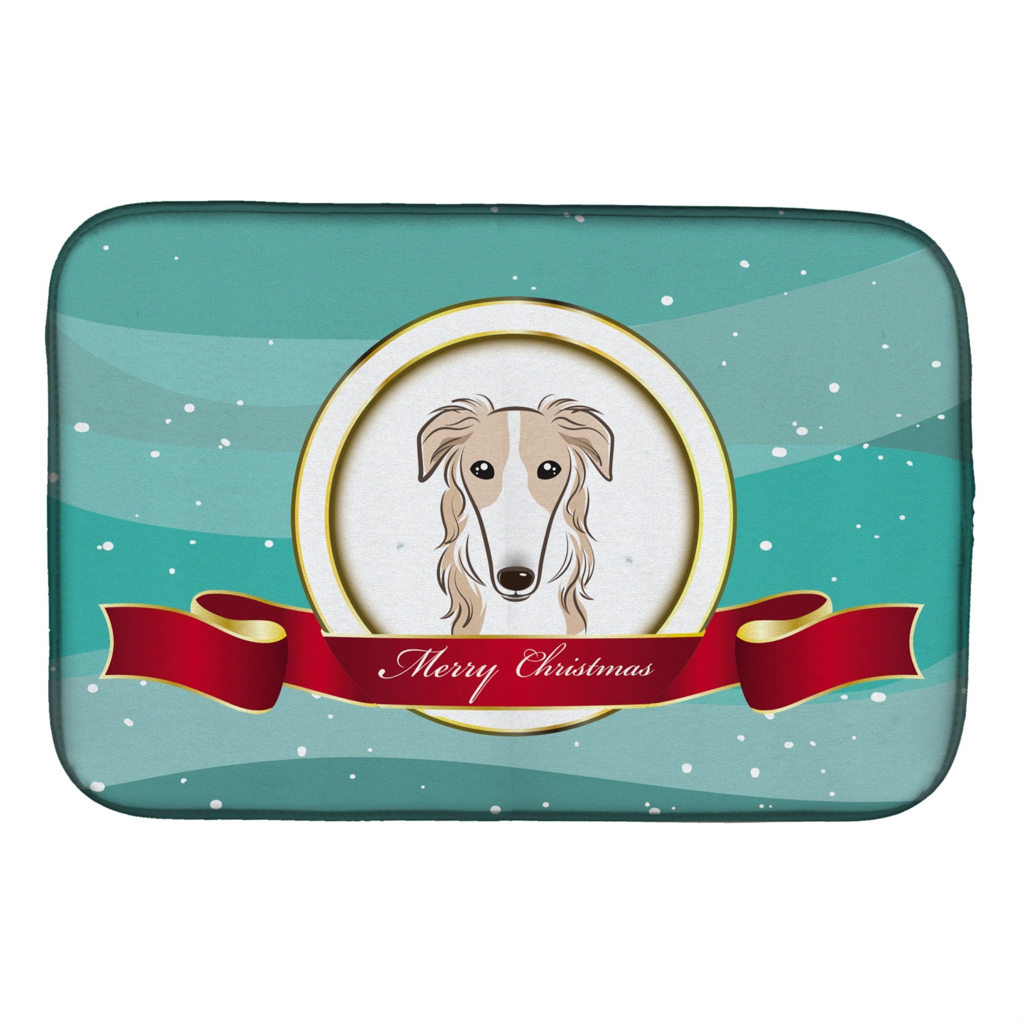 Caroline'S Treasures Borzoi Merry Christmas Dish Drying Mat, 14 X 21