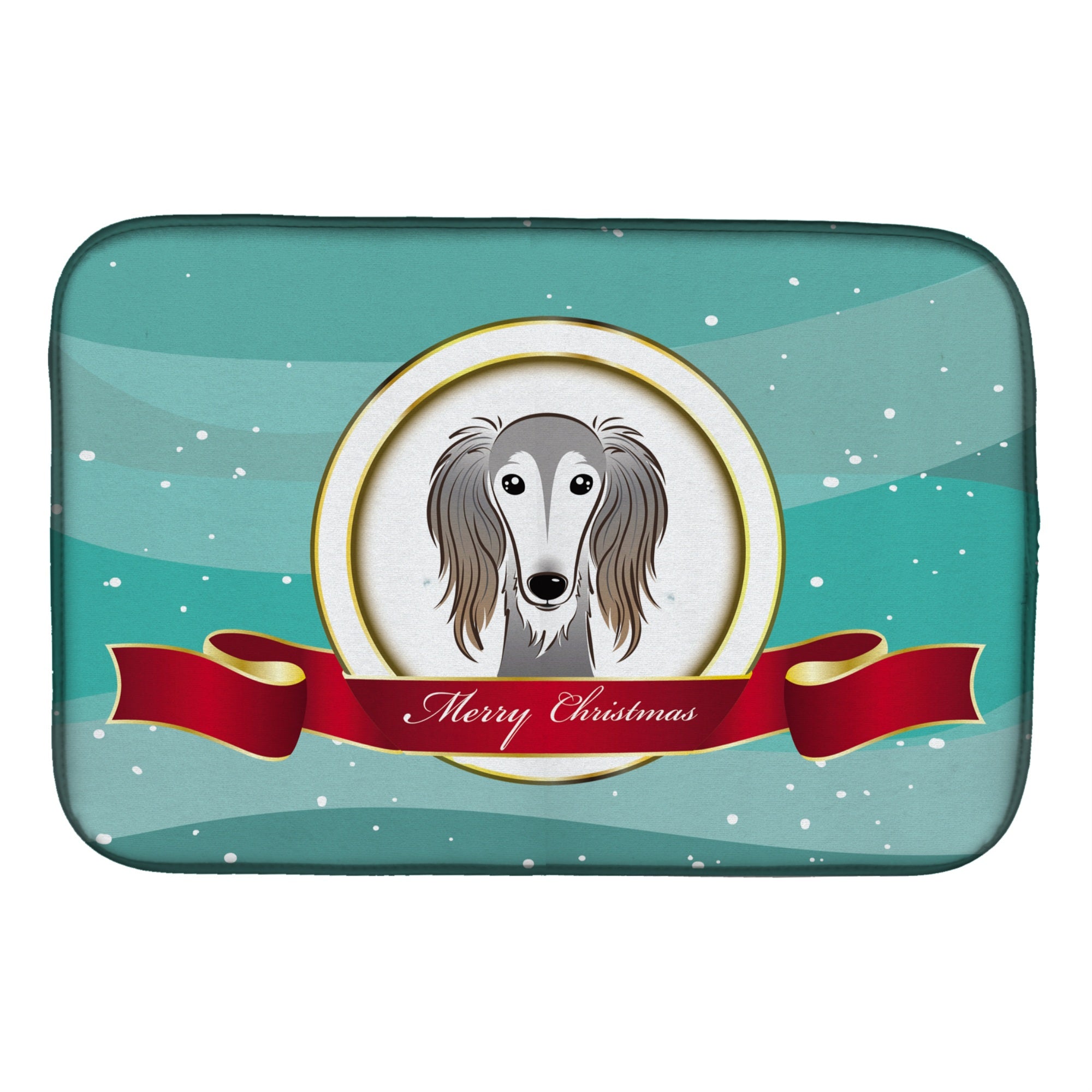 Caroline'S Treasures Saluki Merry Christmas Dish Drying Mat, 14 X 21