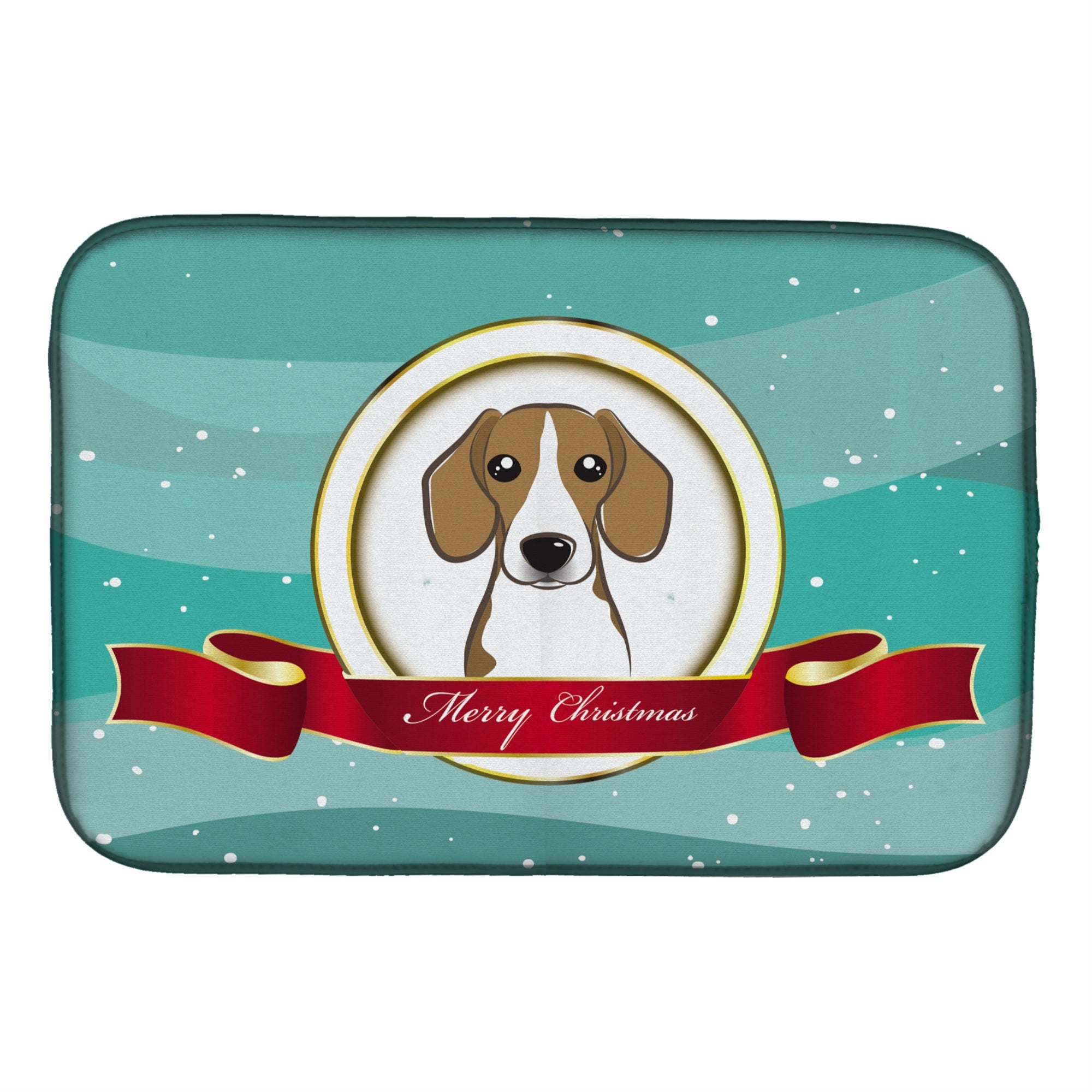 Caroline'S Treasures Beagle Merry Christmas Dish Drying Mat, 14 X 21