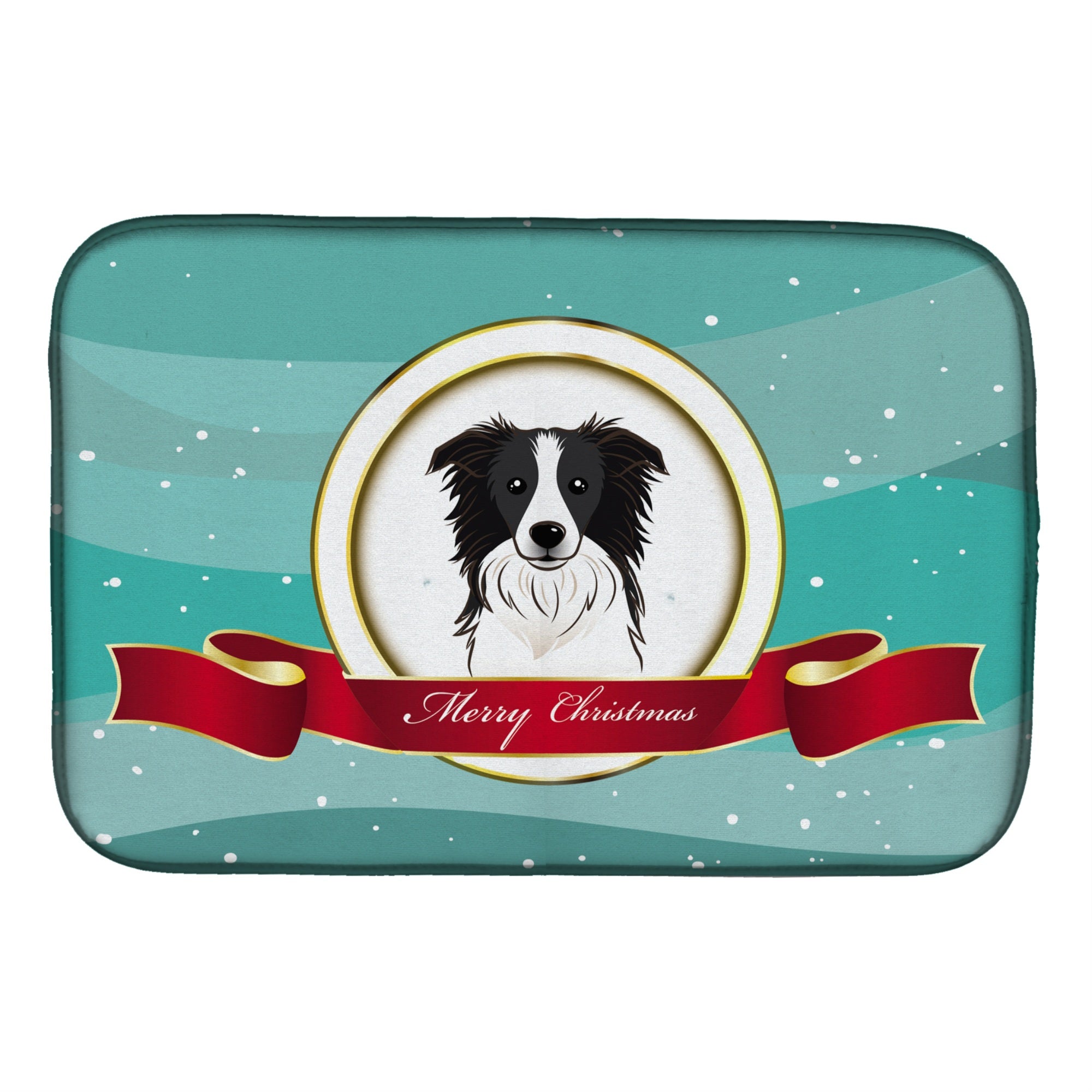 Caroline'S Treasures Border Collie Merry Christmas Dish Drying Mat, 14 X 21
