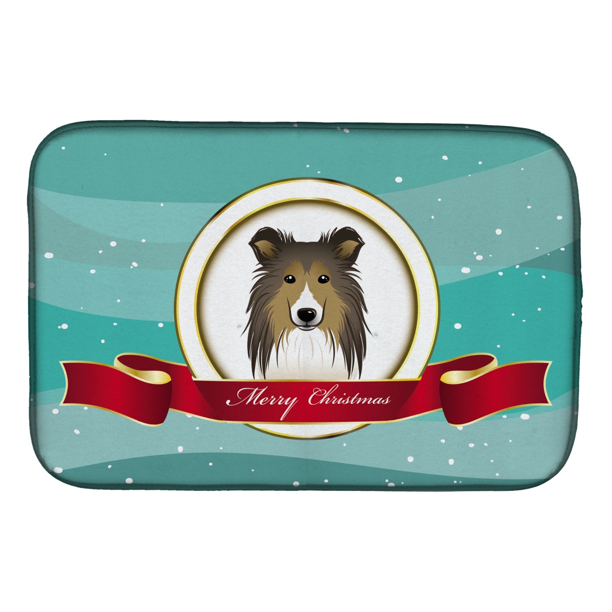 Caroline'S Treasures Sheltie Merry Christmas Dish Drying Mat, 14 X 21