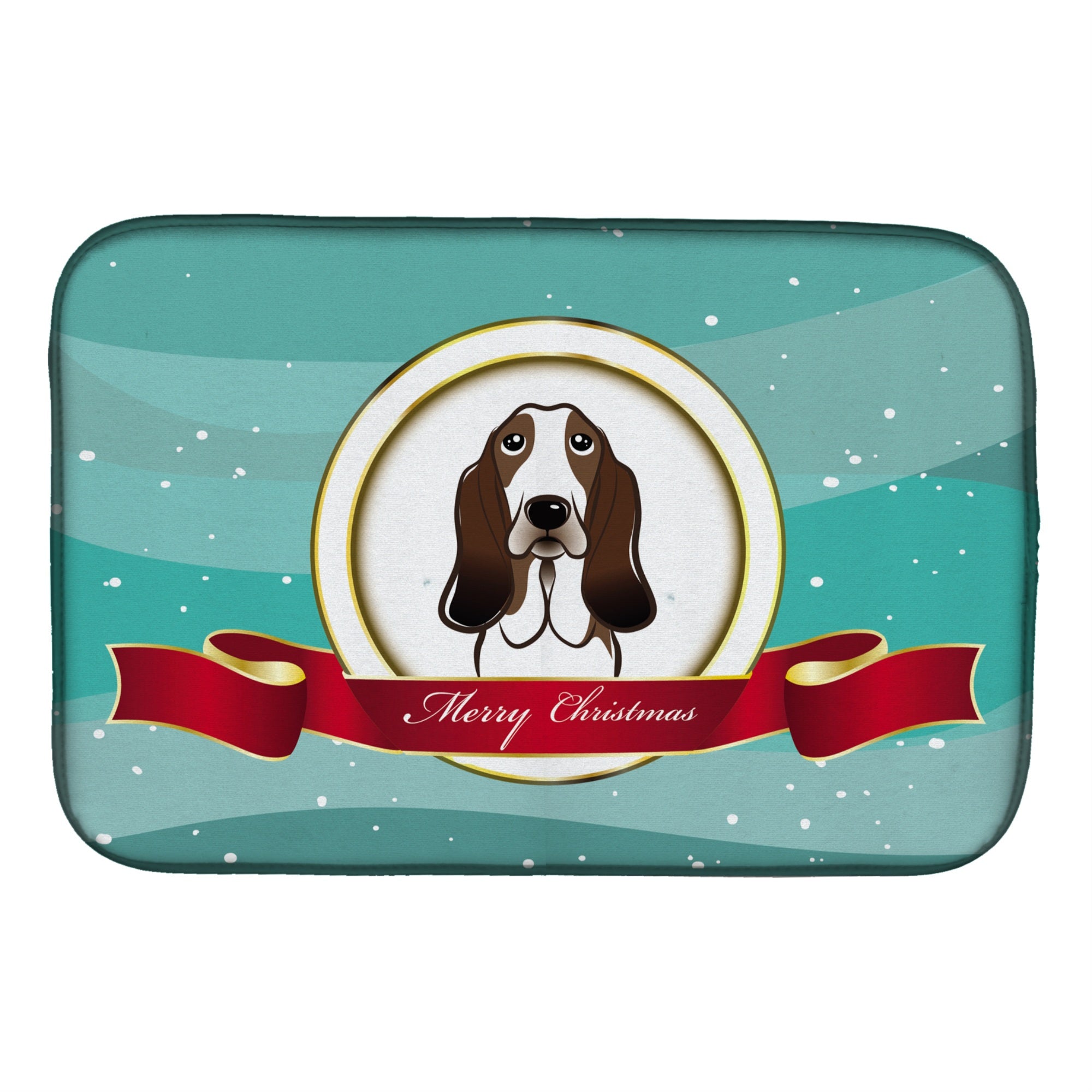 Caroline'S Treasures Basset Hound Merry Christmas Dish Drying Mat, 14 X 21