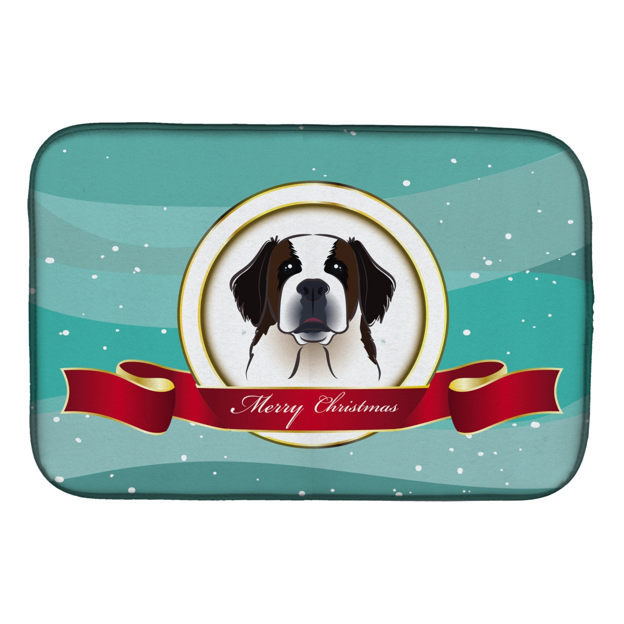 Caroline'S Treasures Saint Bernard Merry Christmas Dish Drying Mat, 14 X 21