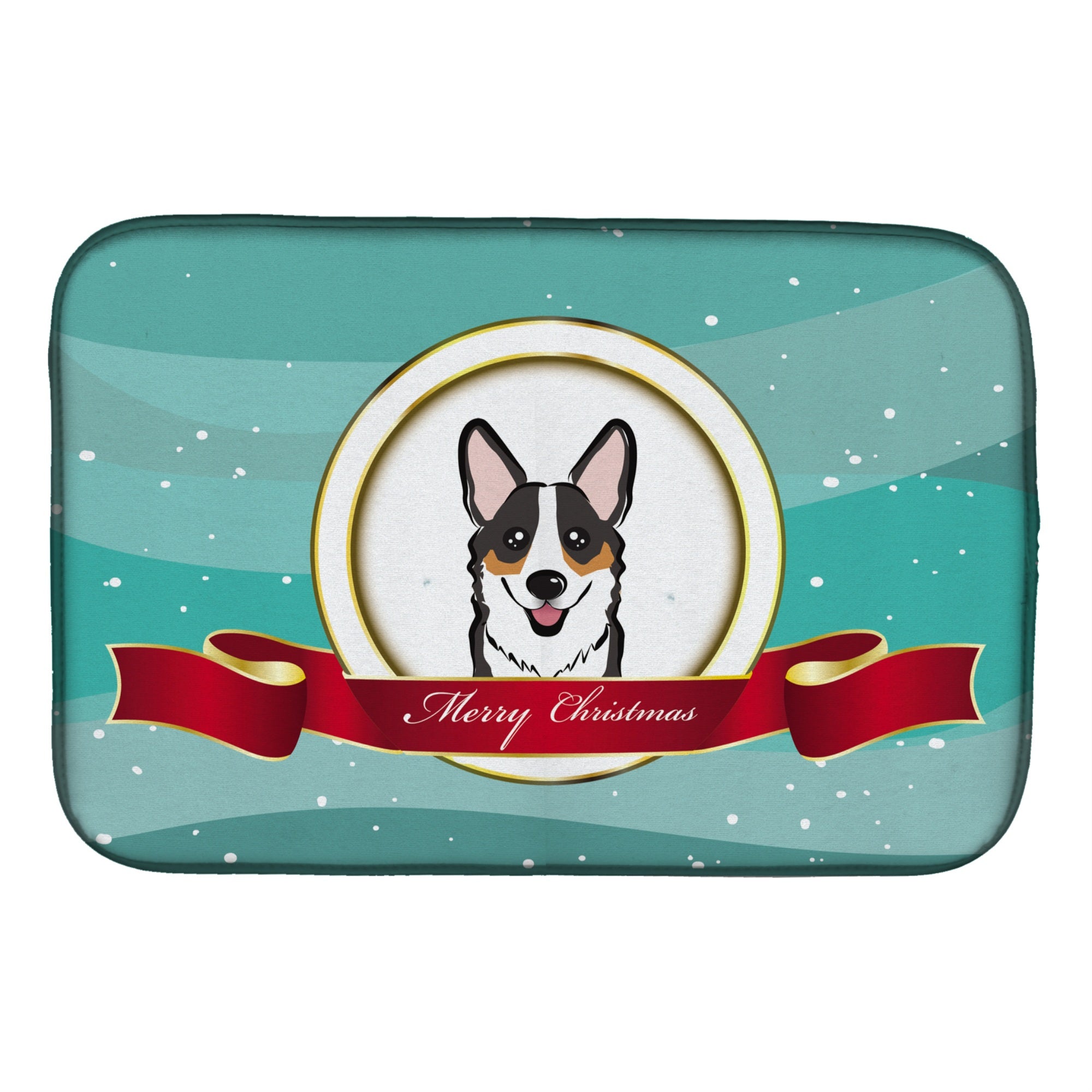Caroline'S Treasures Tricolor Corgi Merry Christmas Dish Drying Mat, 14 X 21