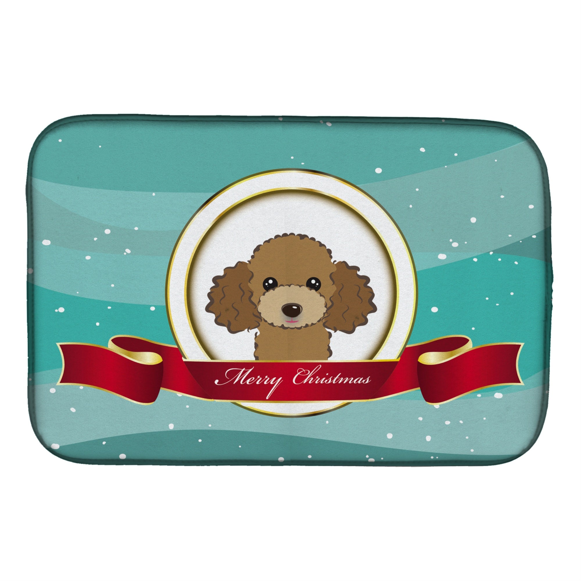 Caroline'S Treasures Chocolate Brown Poodle Merry Christmas Dish Drying Mat, 14 X 21