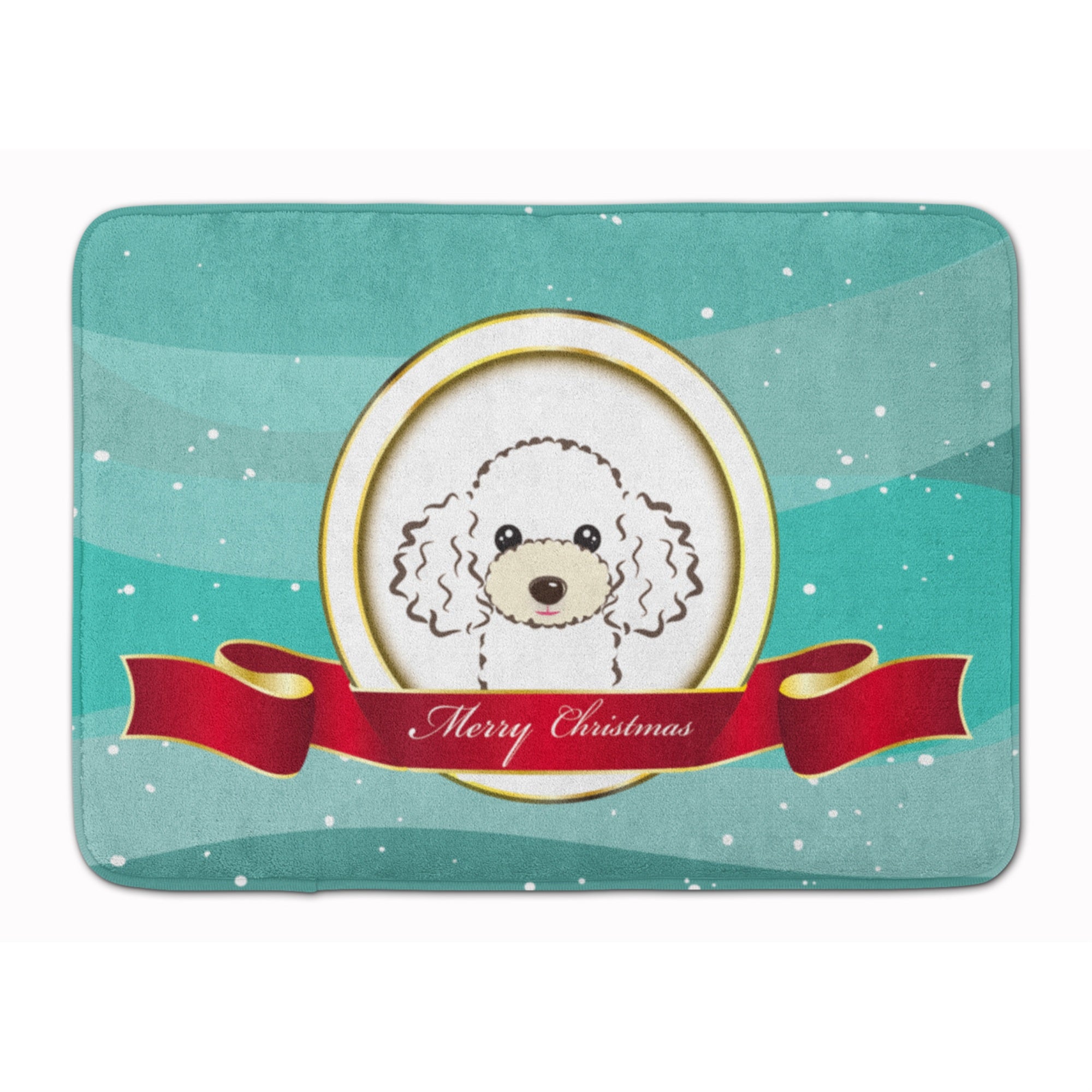Caroline'S Treasures White Poodle Merry Christmas Floor Mat, 19 X 27, Multicolor