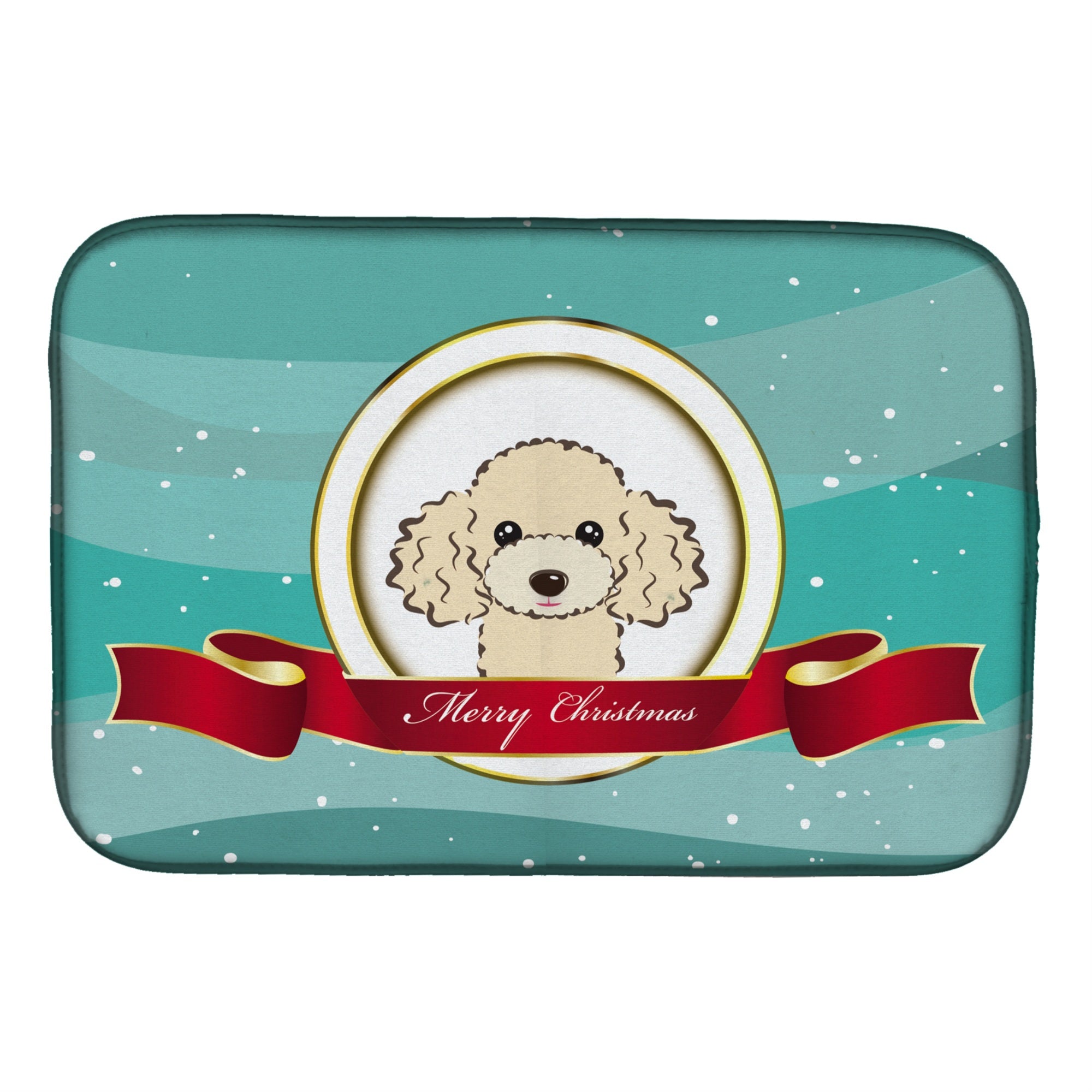 Caroline'S Treasures Buff Poodle Merry Christmas Dish Drying Mat, 14 X 21