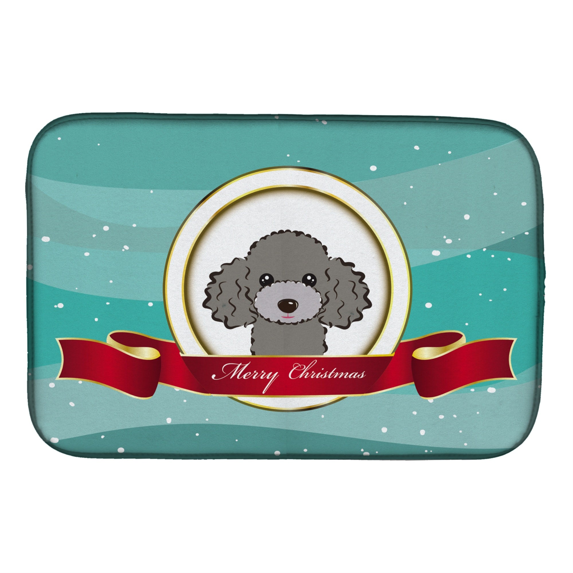 Caroline'S Treasures Silver Gray Poodle Merry Christmas Dish Drying Mat, 14 X 21