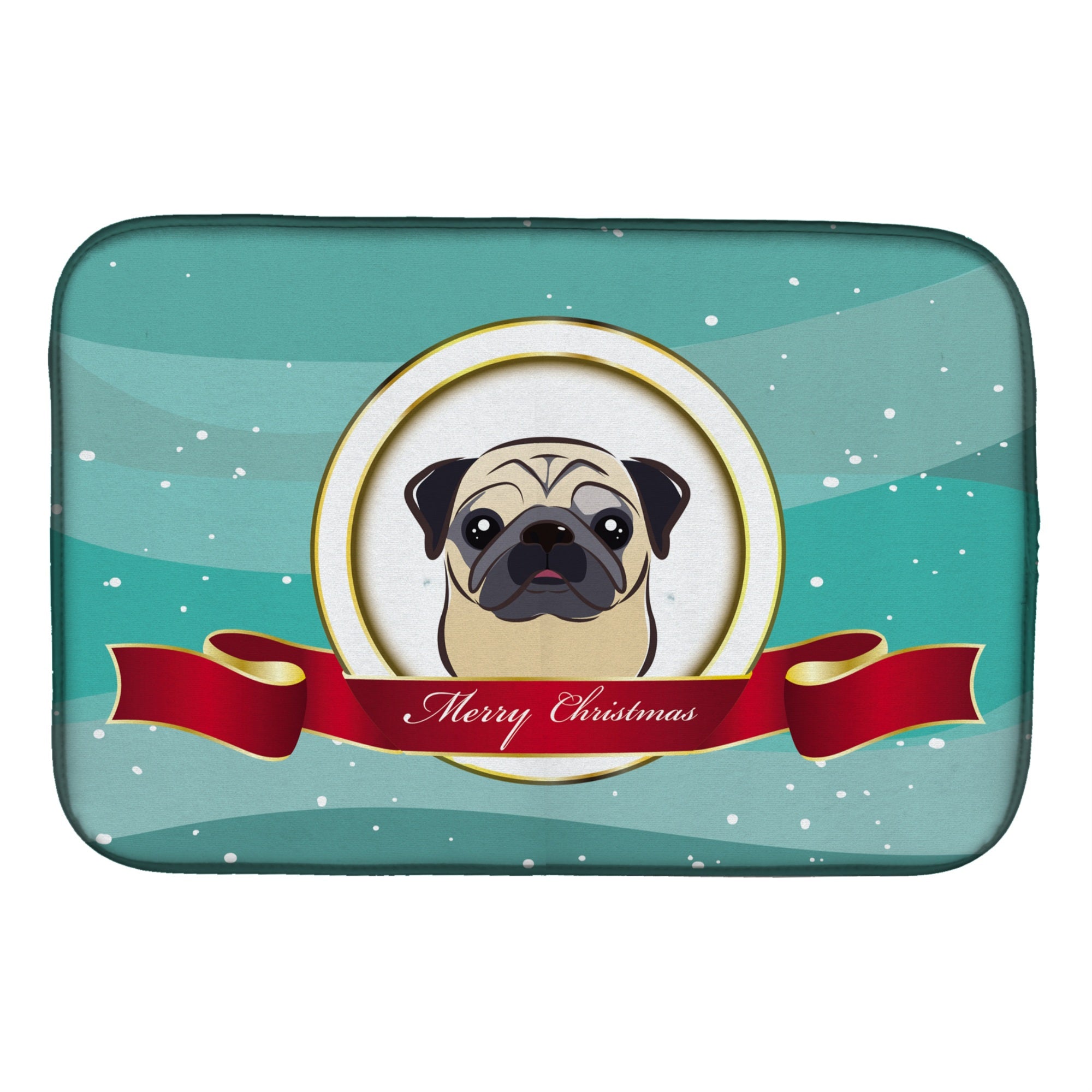 Caroline'S Treasures Fawn Pug Merry Christmas Dish Drying Mat, 14 X 21