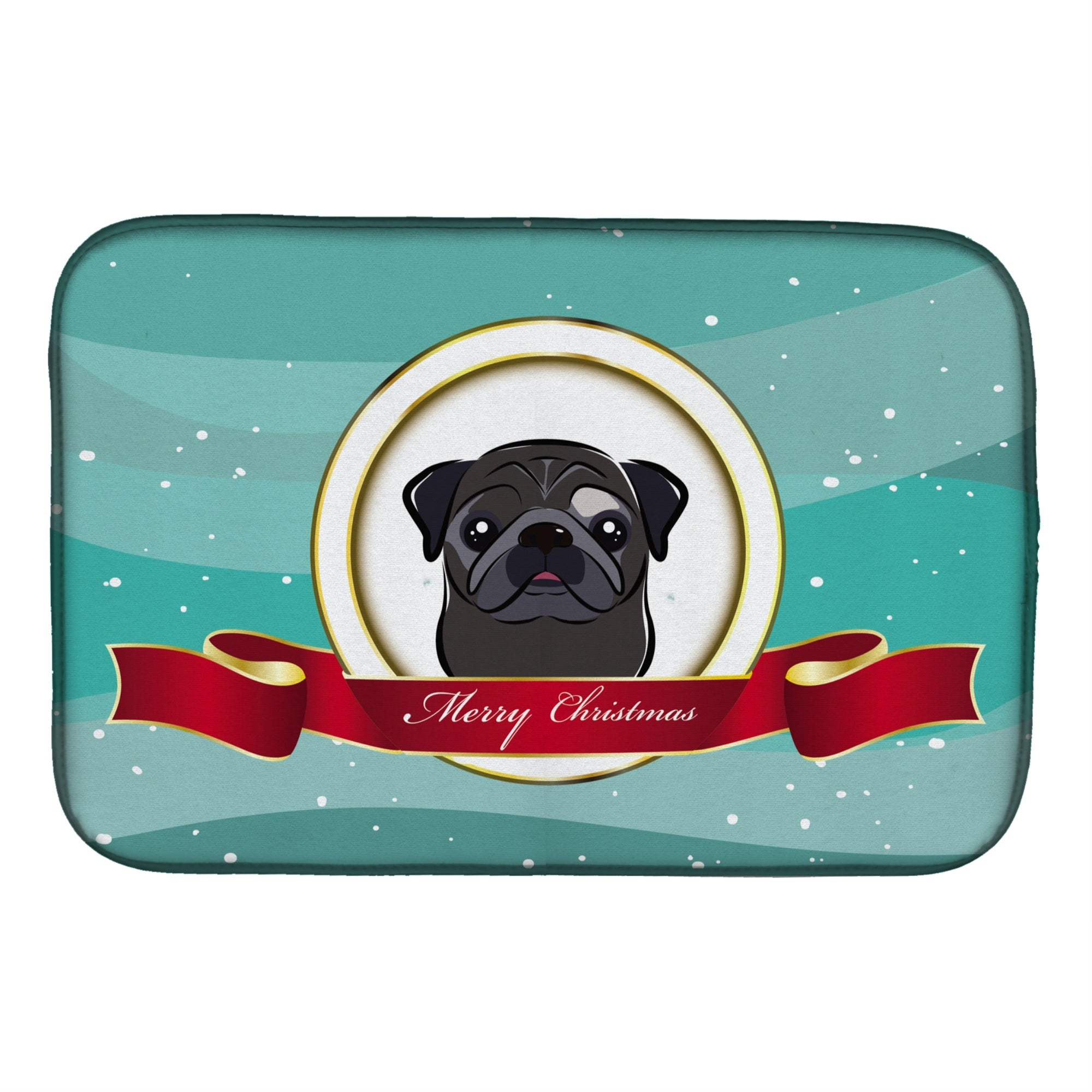 Caroline'S Treasures Black Pug Merry Christmas Dish Drying Mat, 14 X 21