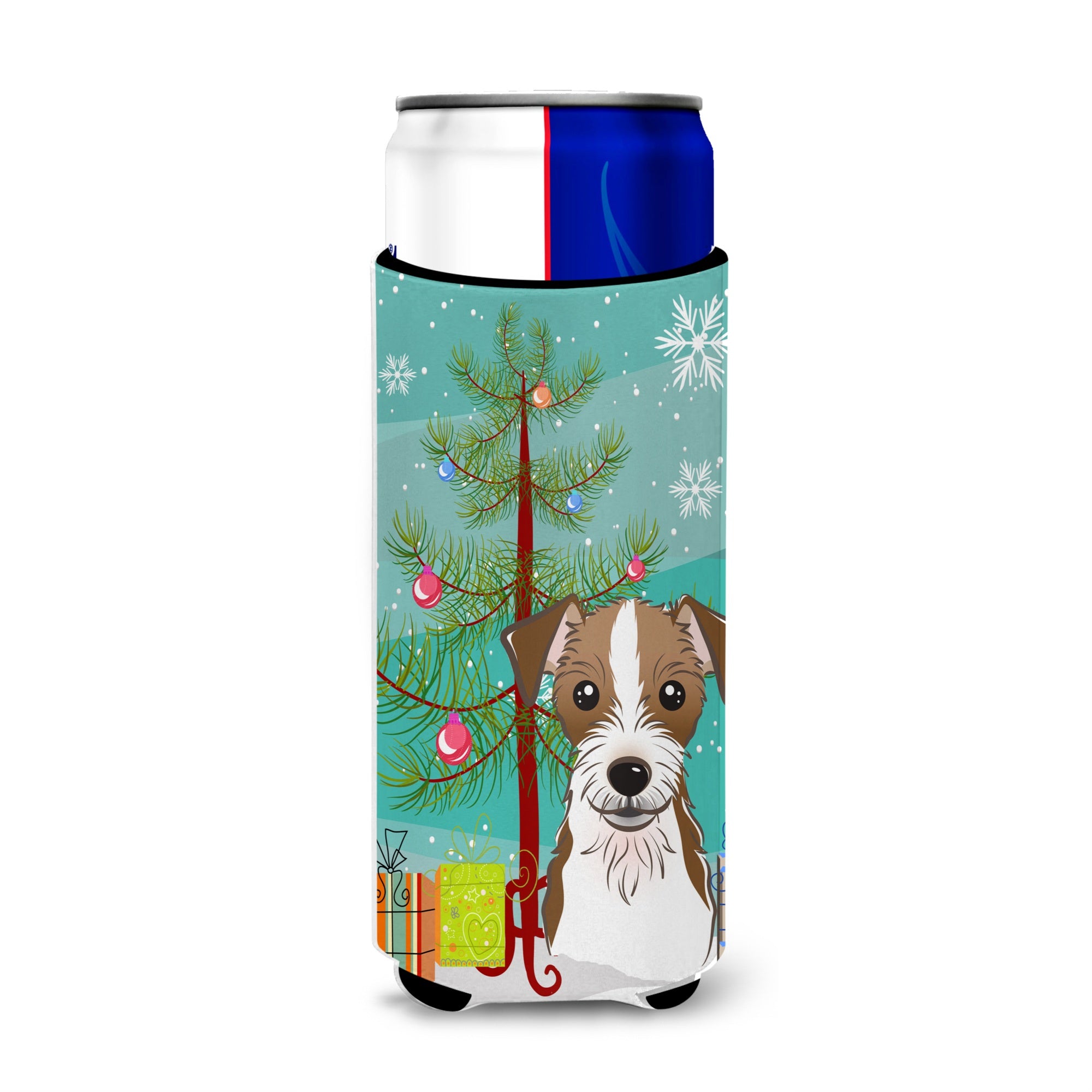 Caroline'S Treasures Bb1574Muk Christmas Tree And Jack Russell Terrier Michelob Ultra Koozies For Slim Cans, Multicolor