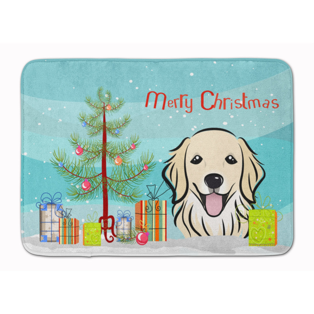 Caroline'S Treasures Christmas Tree And Golden Retriever Floor Mat, 19 X 27, Multicolor