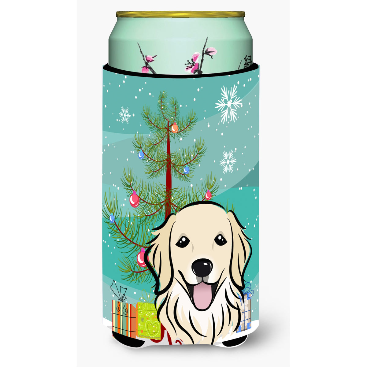 Caroline'S Treasures Bb1577Tbc Christmas Tree And Golden Retriever Tall Boy Koozie Hugger, Multicolor