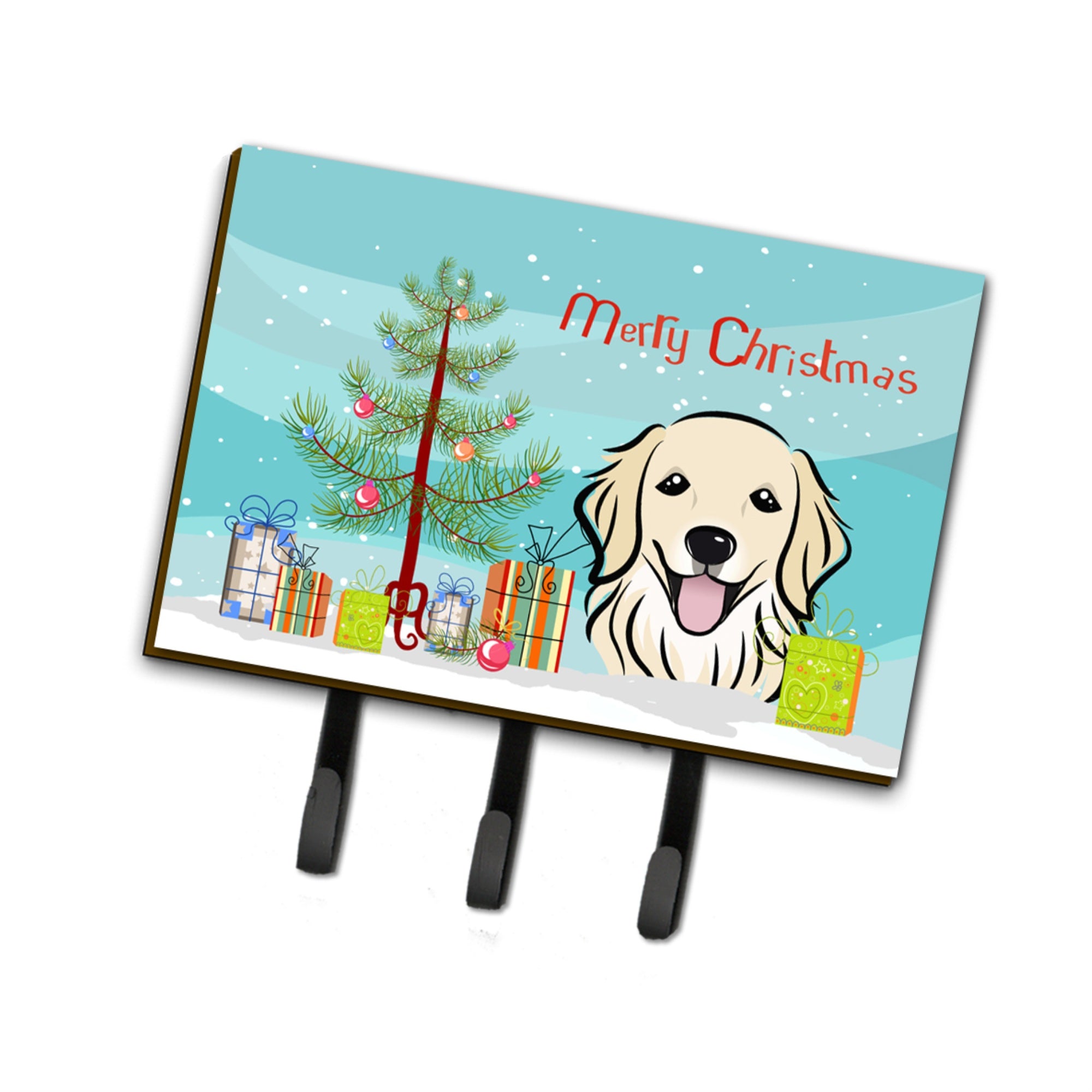 Caroline'S Treasures Bb1577Th68 Christmas Tree And Golden Retriever Leash Or Key Holder, Large, Multicolor