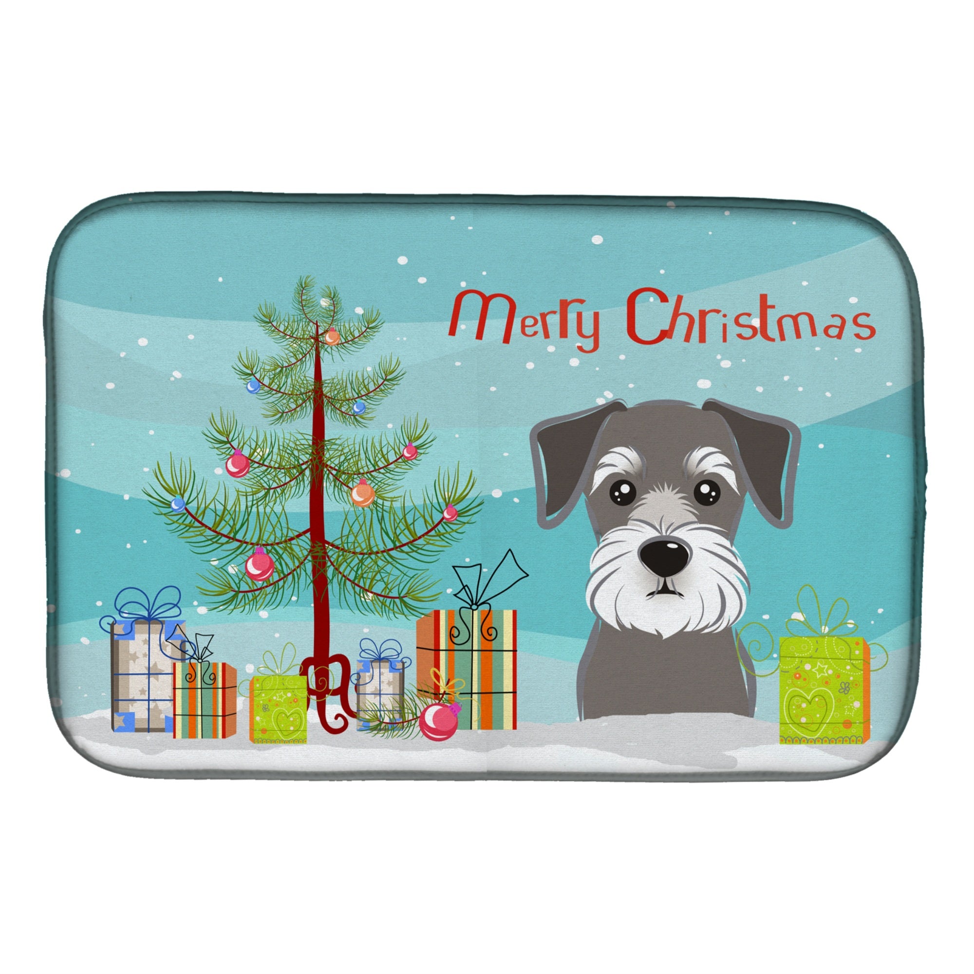 Caroline'S Treasures Christmas Tree And Schnauzer Dish Drying Mat, 14 X 21