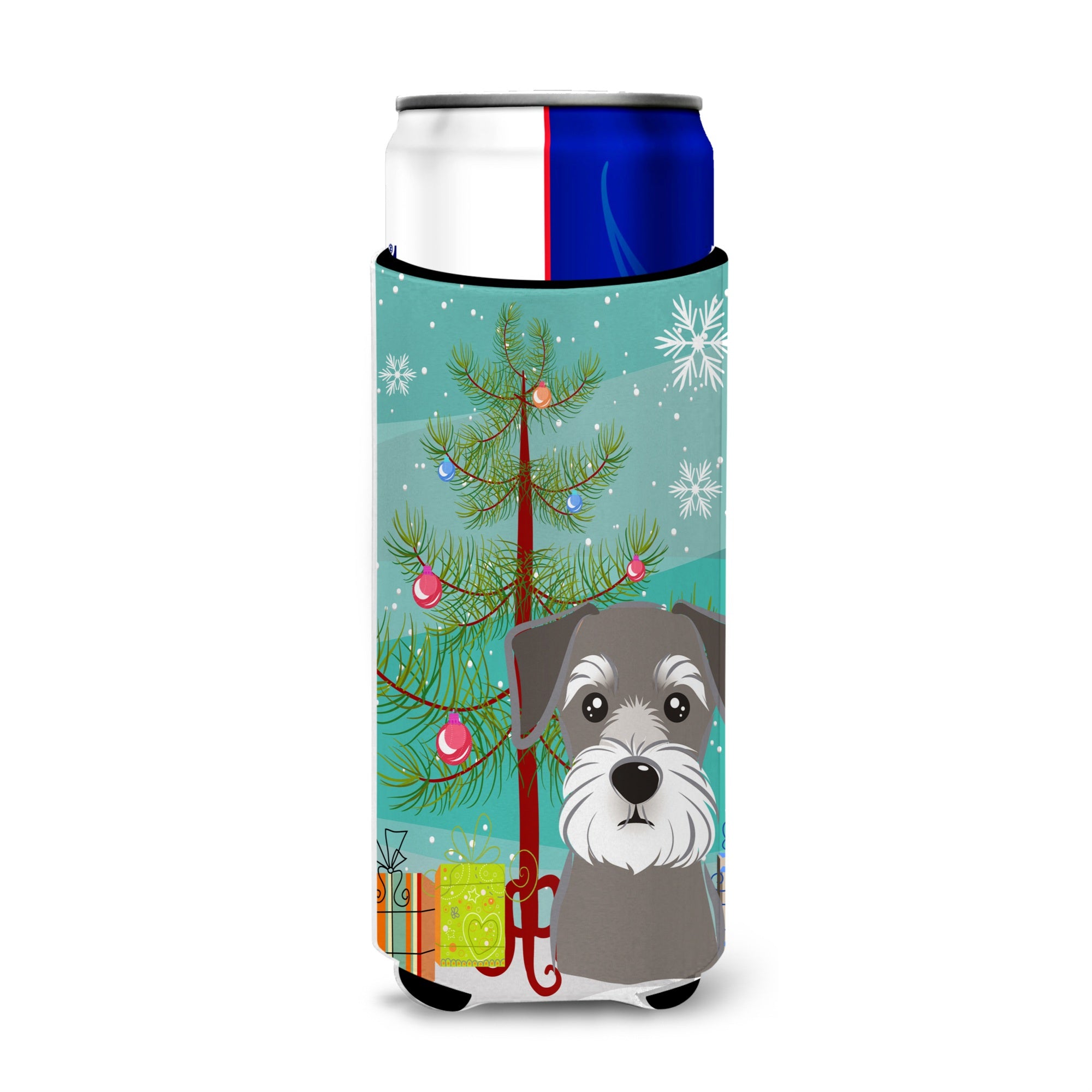 Caroline'S Treasures Christmas Tree And Schnauzer Michelob Ultra Koozies For Slim Cans, Multicolor