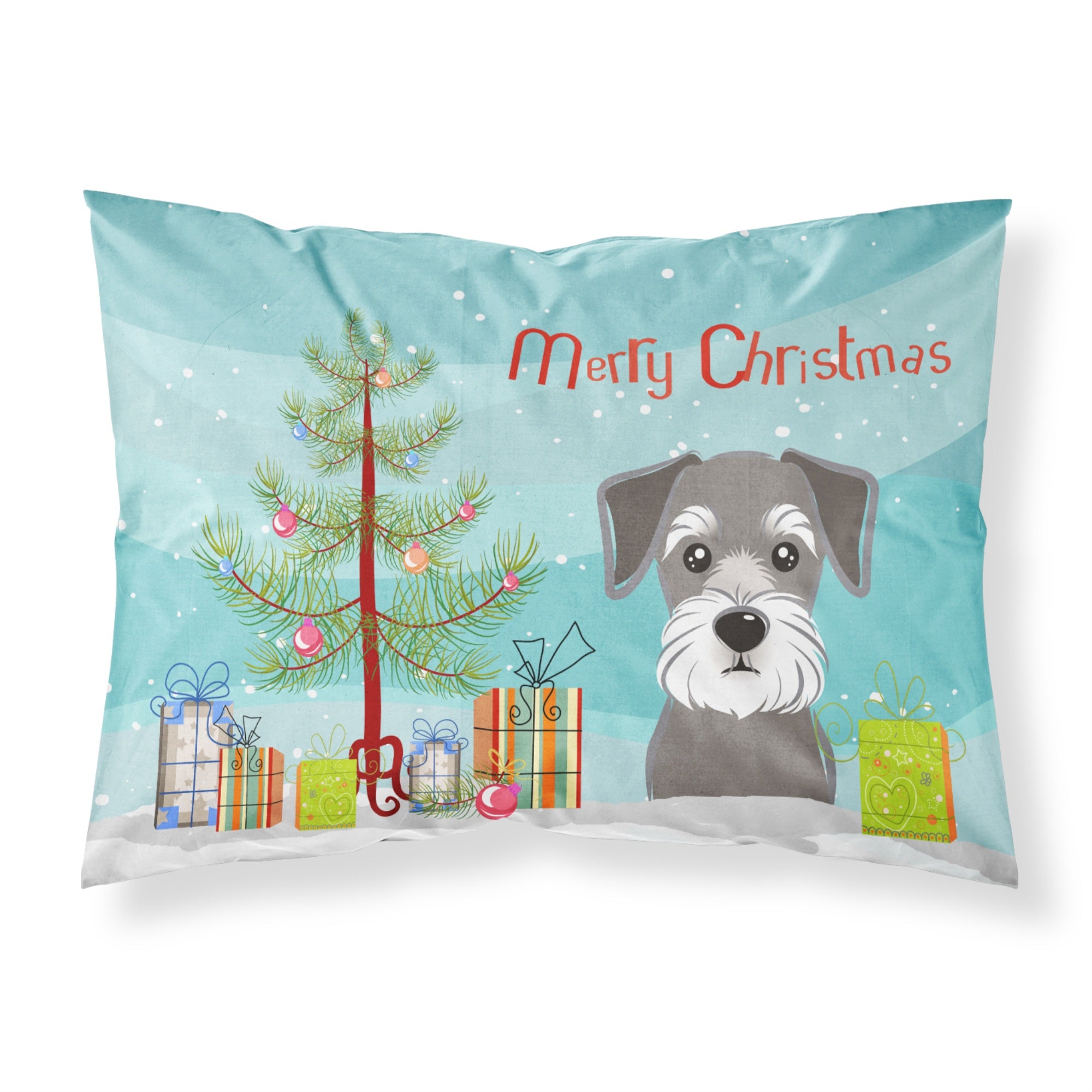 Caroline'S Treasures Bb1578Pillowcase Christmas Tree And Schnauzer Fabric Standard Pillowcase, Large, Multicolor