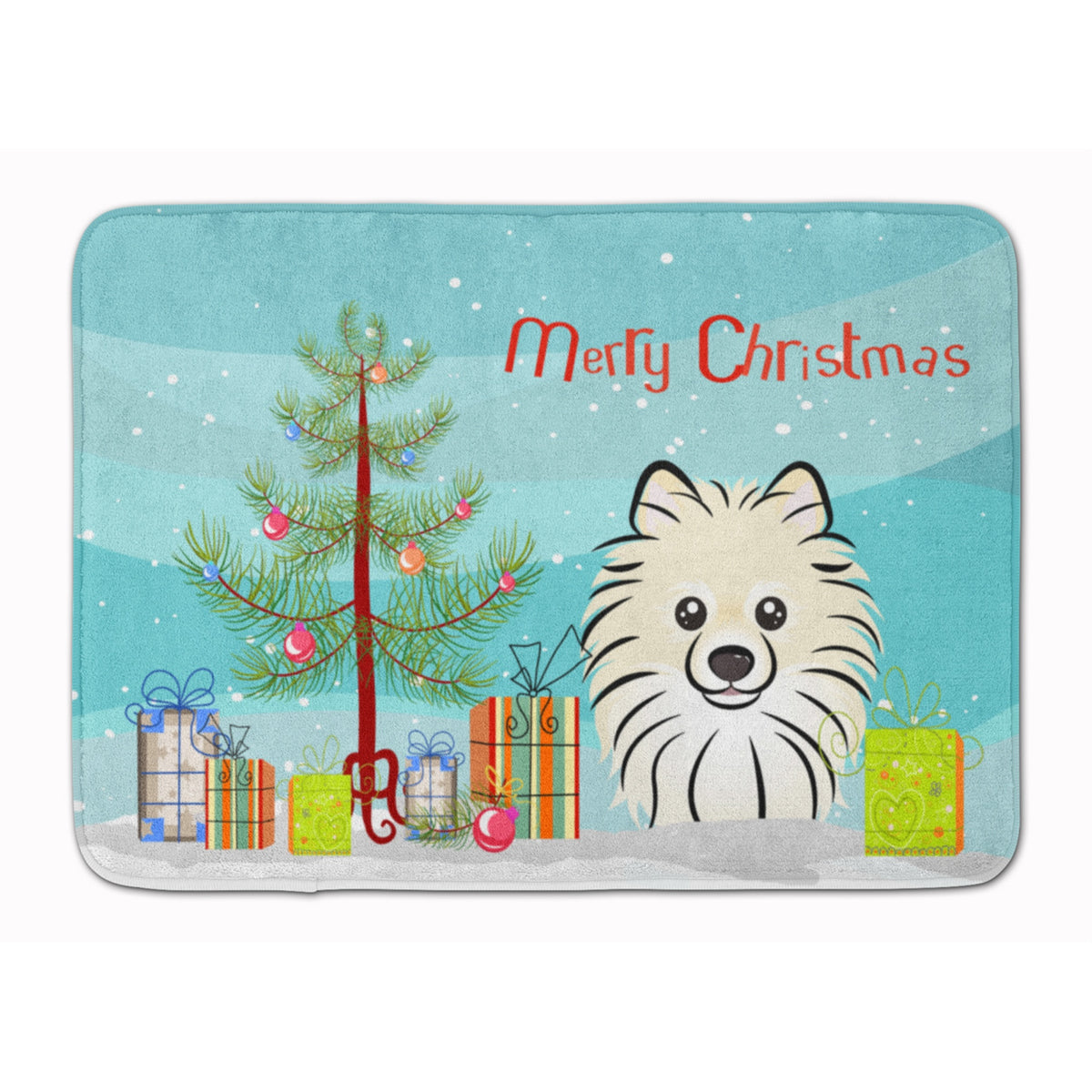Caroline'S Treasures Christmas Tree And Pomeranian Floor Mat, 19 X 27, Multicolor