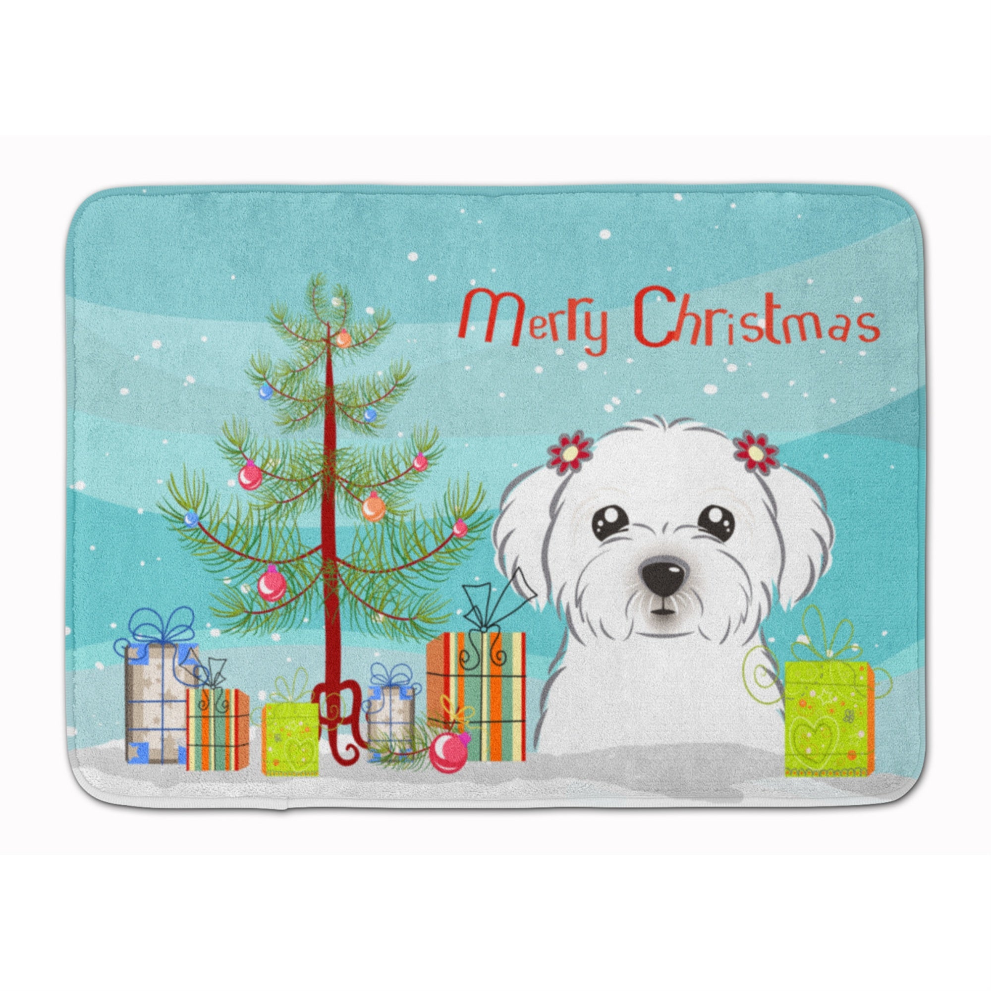 Caroline'S Treasures Christmas Tree And Maltese Floor Mat, 19 X 27, Multicolor