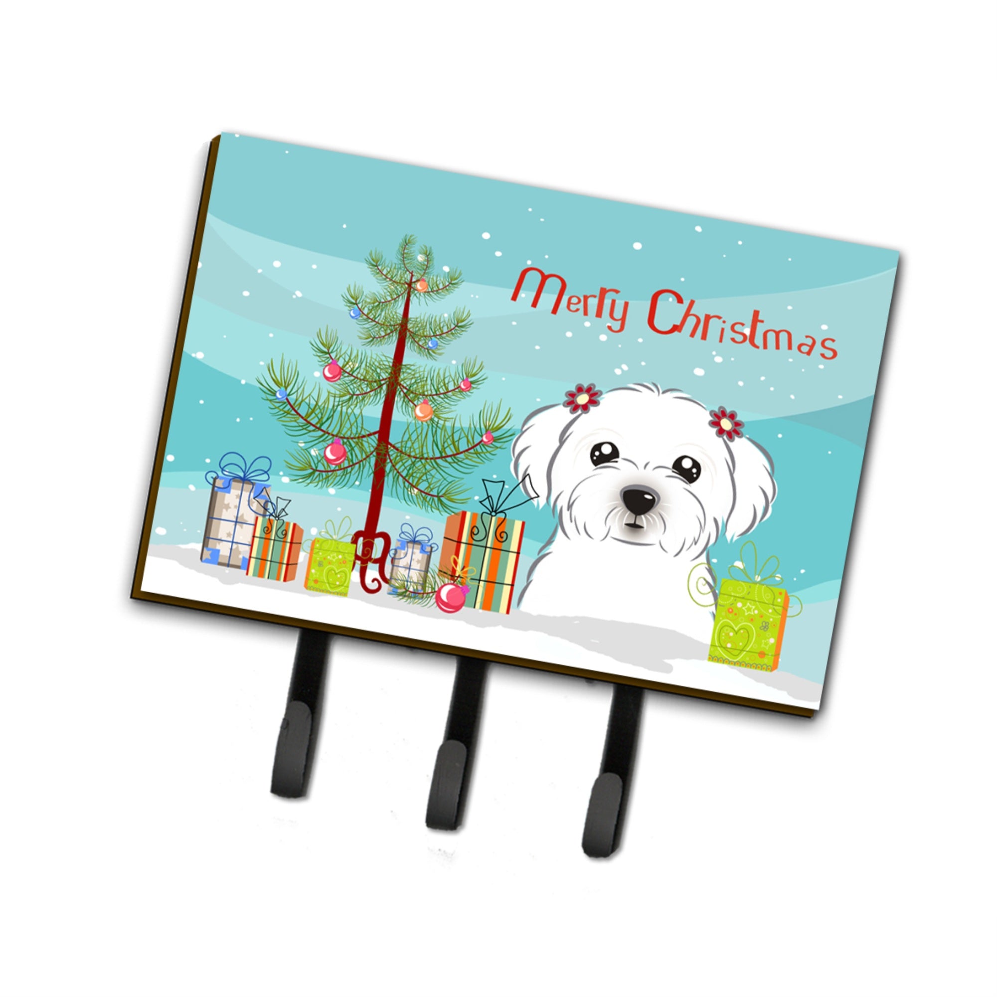 Caroline'S Treasures Bb1580Th68 Christmas Tree And Maltese Leash Or Key Holder, Large, Multicolor