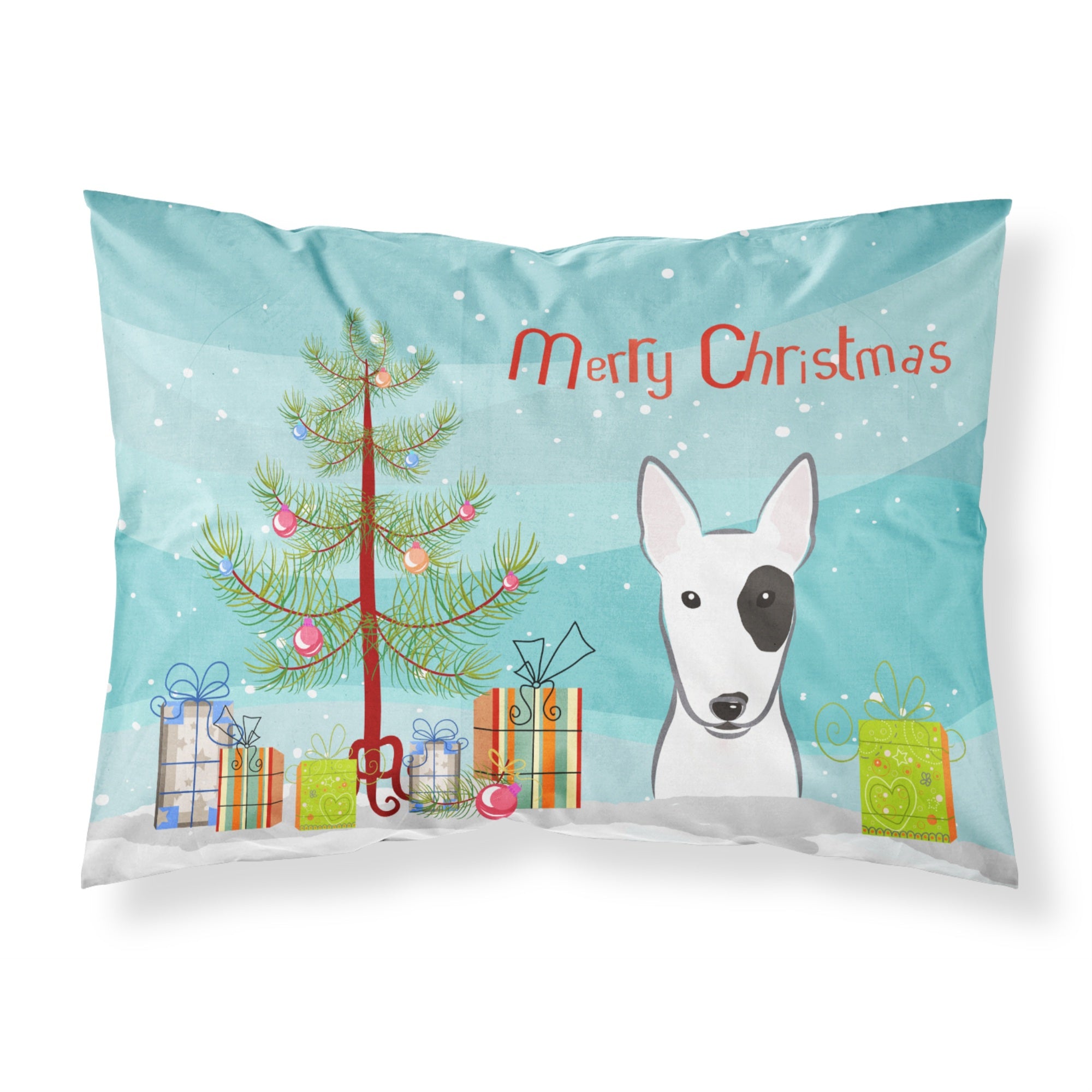 Caroline'S Treasures Bb1581Pillowcase Christmas Tree And Bull Terrier Fabric Standard Pillowcase, Large, Multicolor