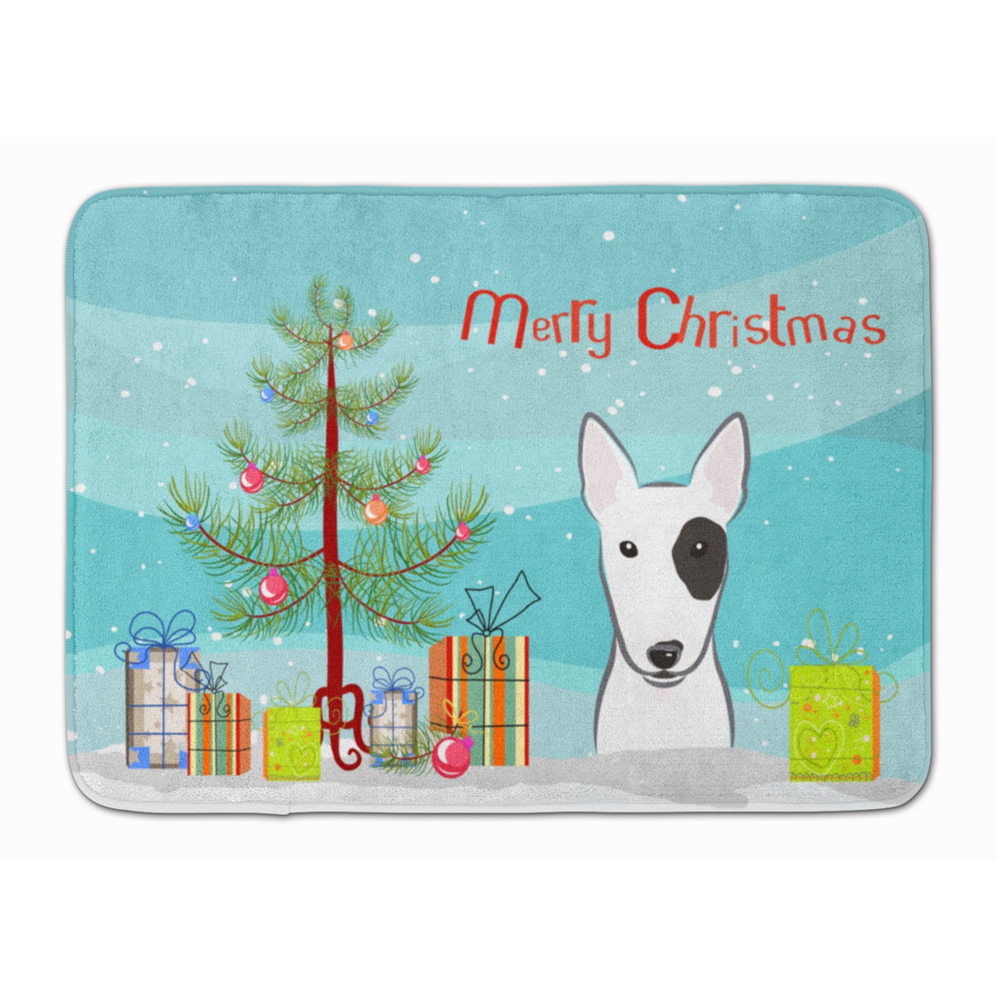 Caroline'S Treasures Christmas Tree And Bull Terrier Floor Mat, 19 X 27, Multicolor