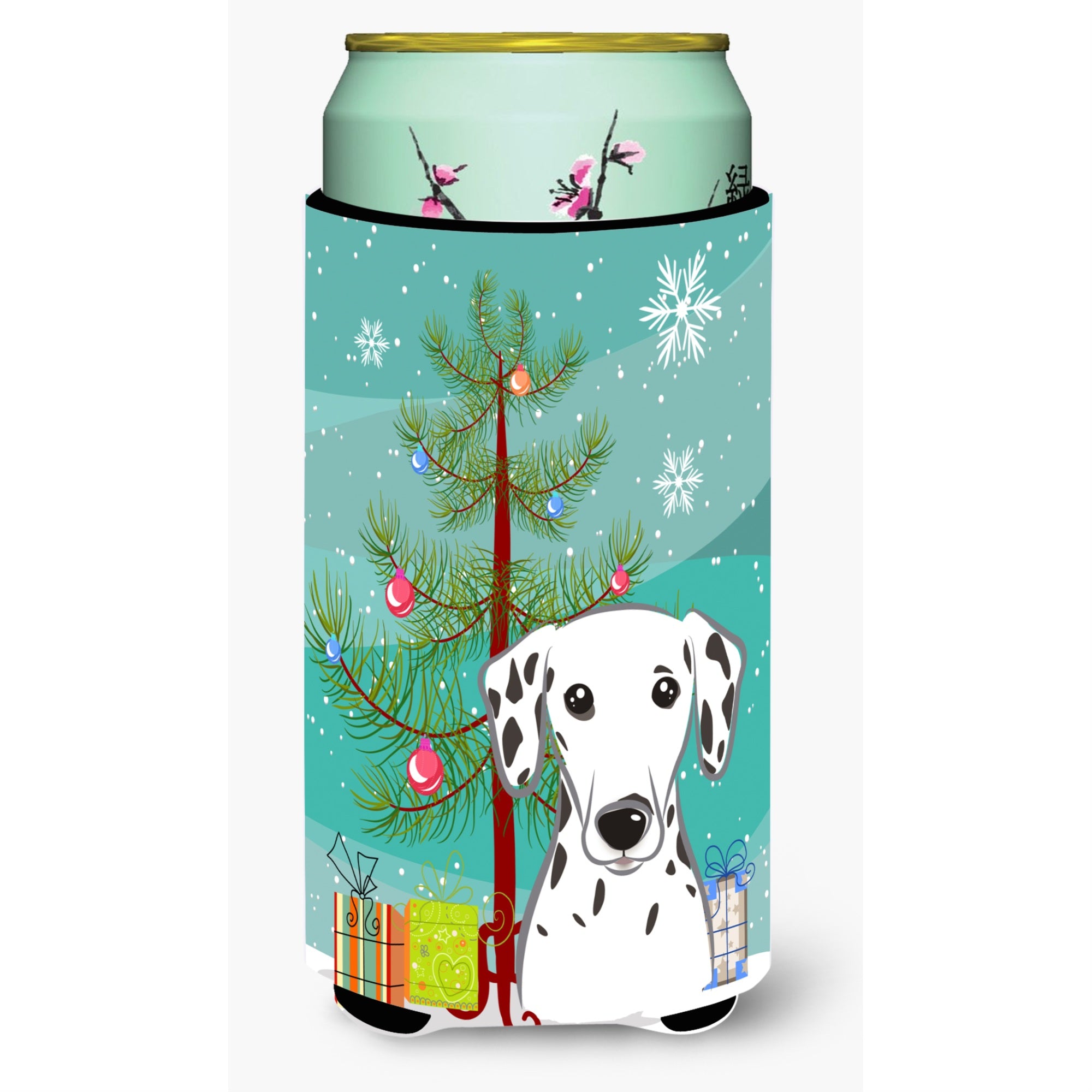 Caroline'S Treasures Christmas Tree And Dalmatian Tall Boy Koozie Hugger, Multicolor