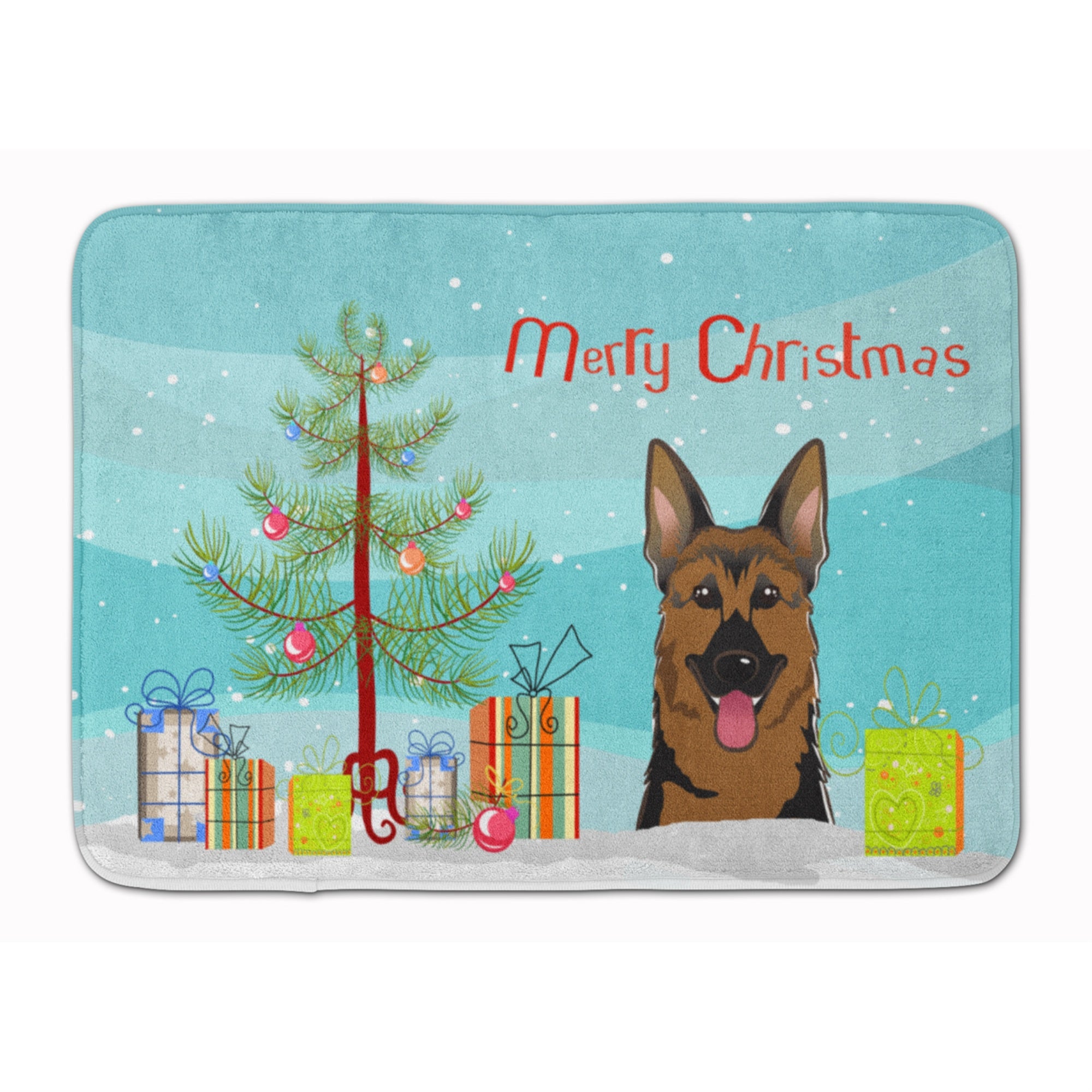Caroline'S Treasures Christmas Tree And German Shepherd Floor Mat, 19 X 27, Multicolor
