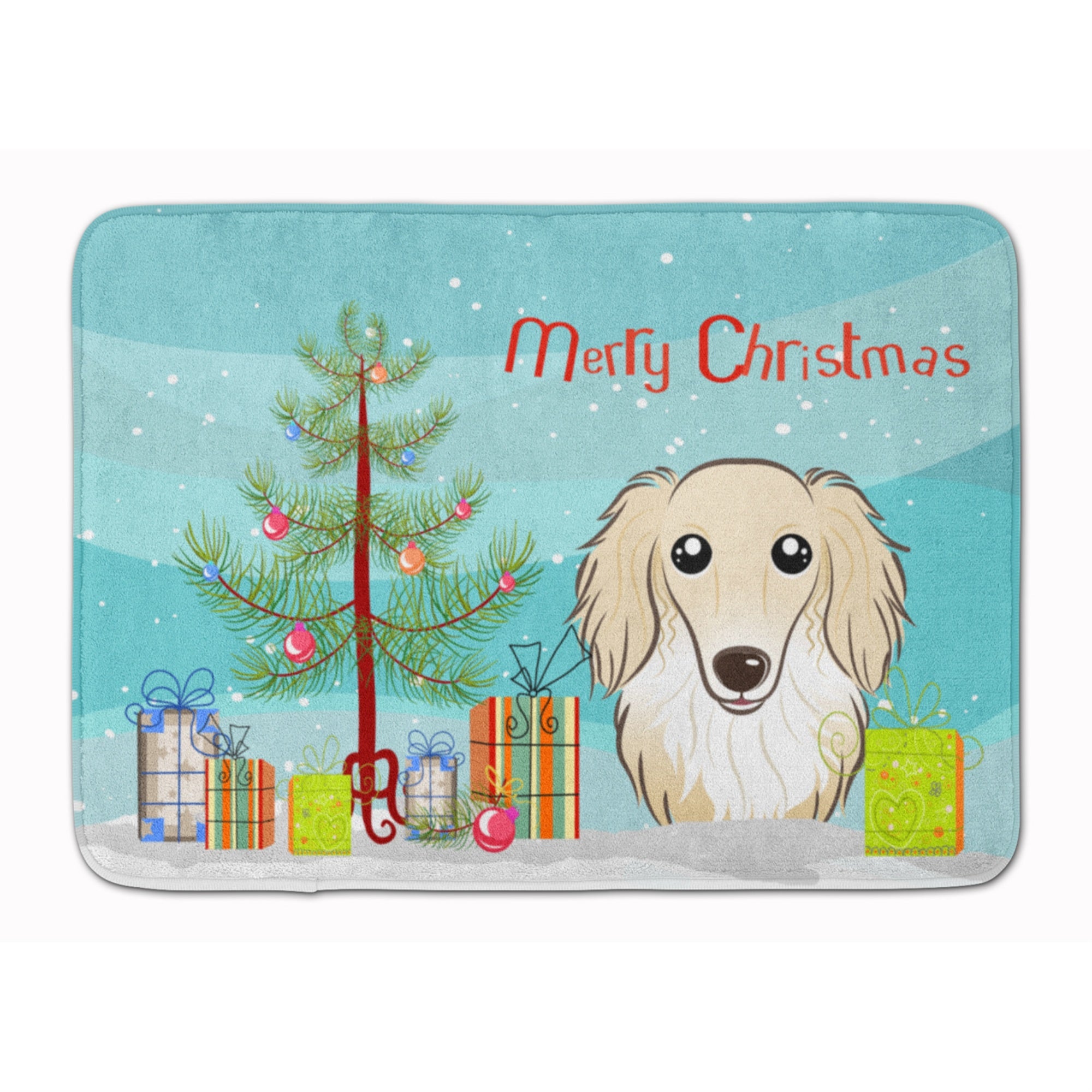 Caroline'S Treasures Christmas And Longhair Creme Dachshund Floor Mat, 19 X 27, Multicolor
