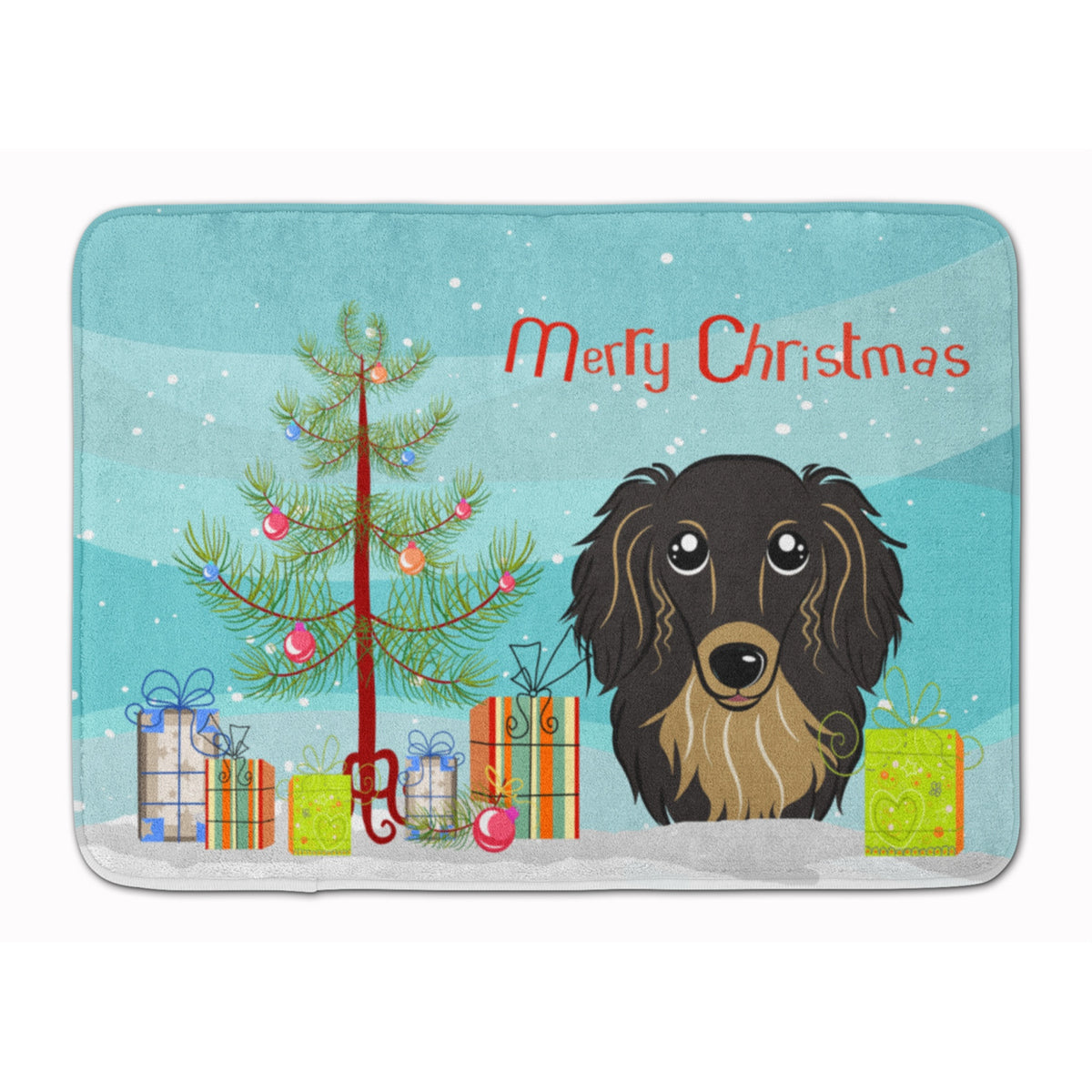 Caroline'S Treasures Christmas Tree Longhair Black Dachshund Floor Mat, 19 X 27, Multicolor