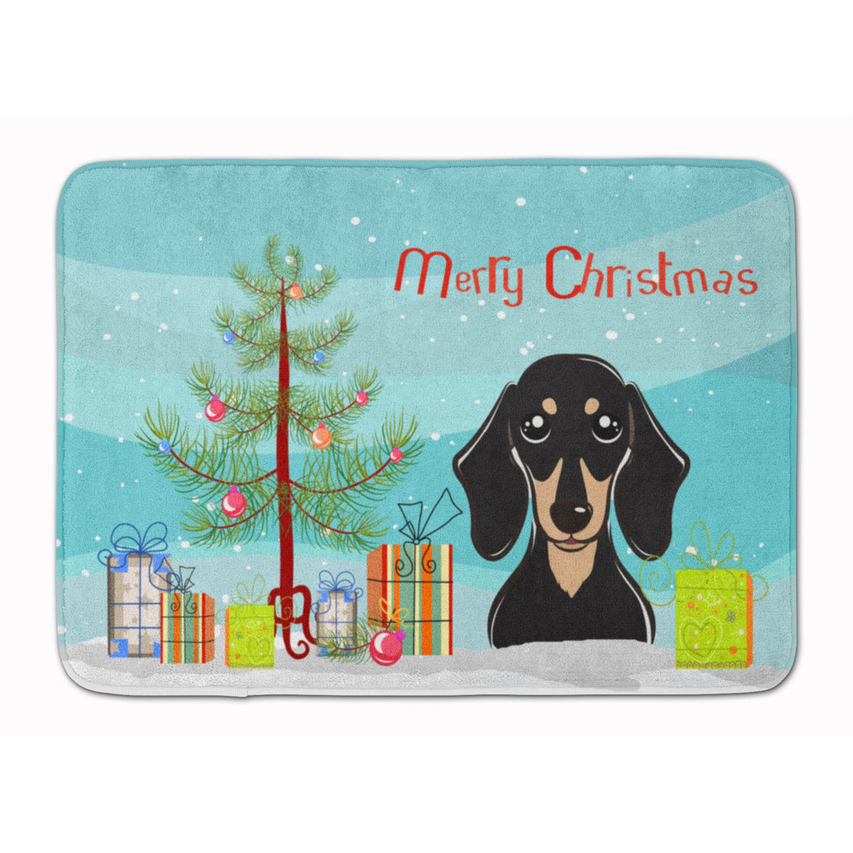 Caroline'S Treasures Christmas Tree Black And Tan Dachshund Floor Mat, 19 X 27, Multicolor