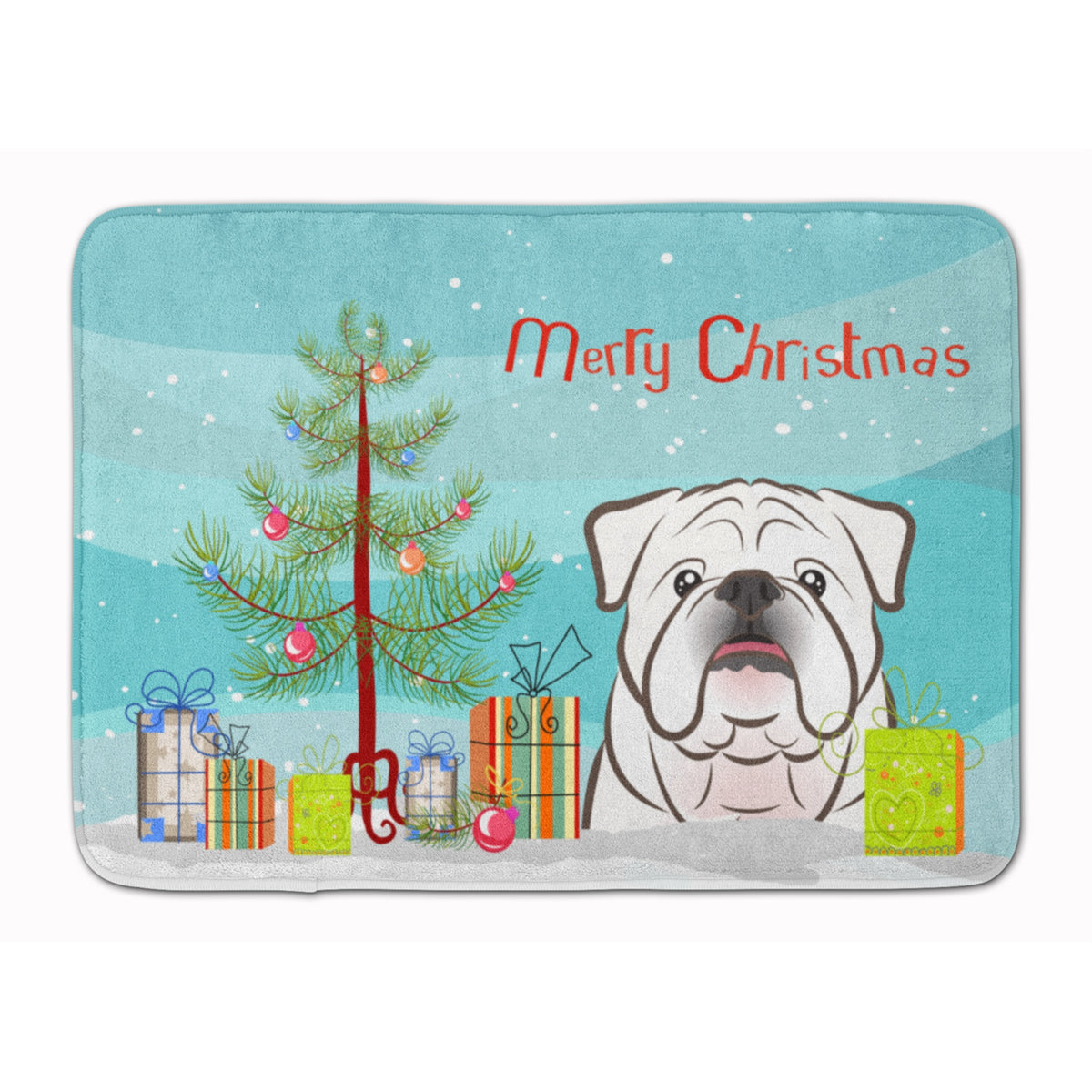Caroline'S Treasures Christmas Tree White English Bulldog Floor Mat, 19 X 27, Multicolor