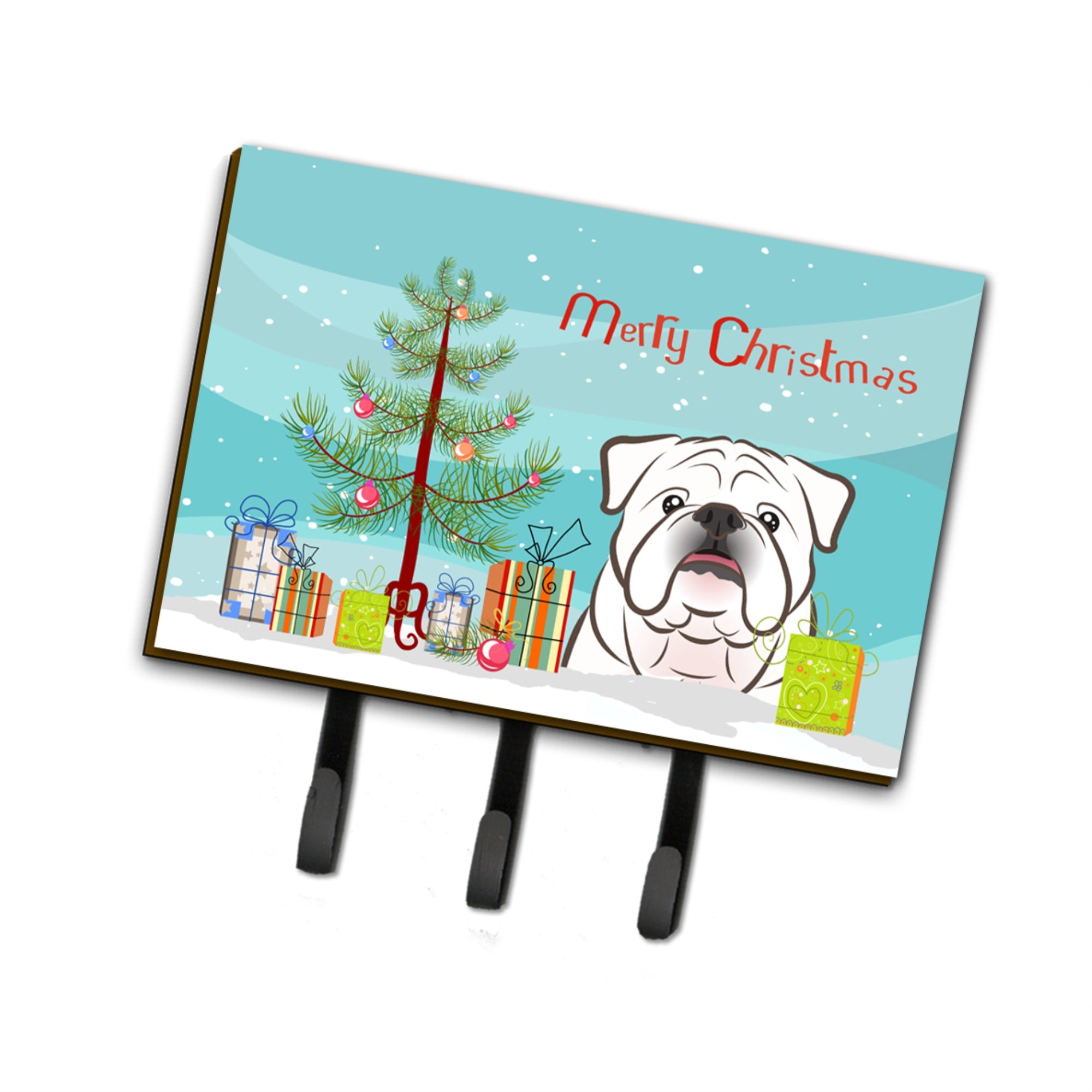 Caroline'S Treasures Bb1592Th68 Christmas Tree And White English Bulldog Leash Or Key Holder, Large, Multicolor