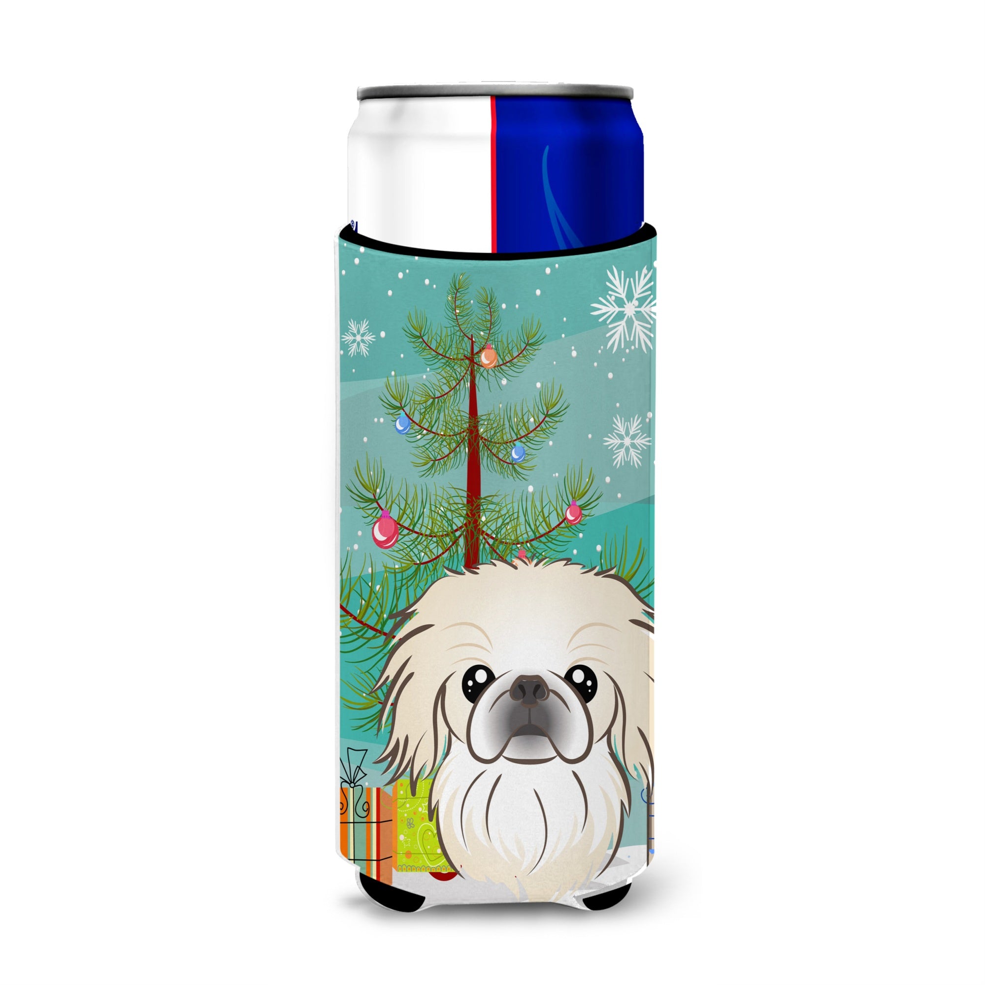 Caroline'S Treasures Christmas Tree And Pekingese Michelob Ultra Koozies For Slim Cans, Multicolor