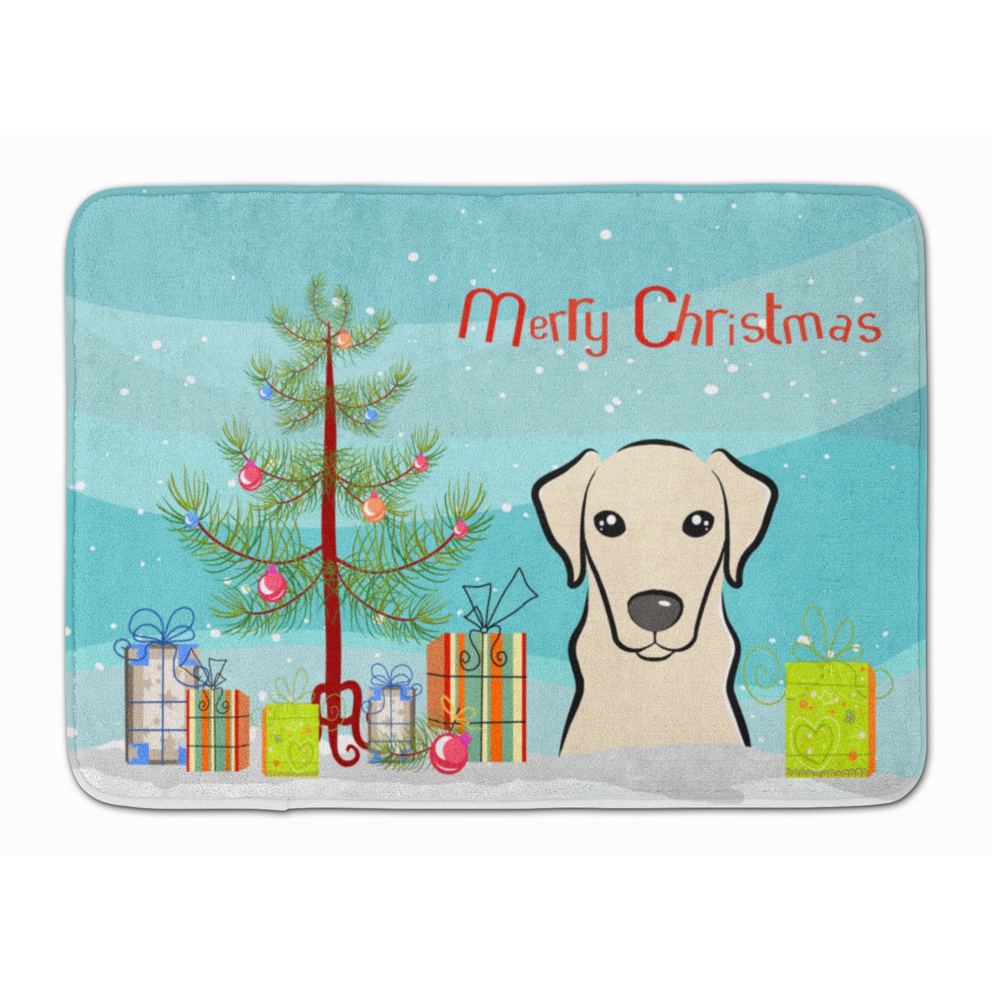 Caroline'S Treasures Christmas Tree And Yellow Labrador Floor Mat, 19 X 27, Multicolor