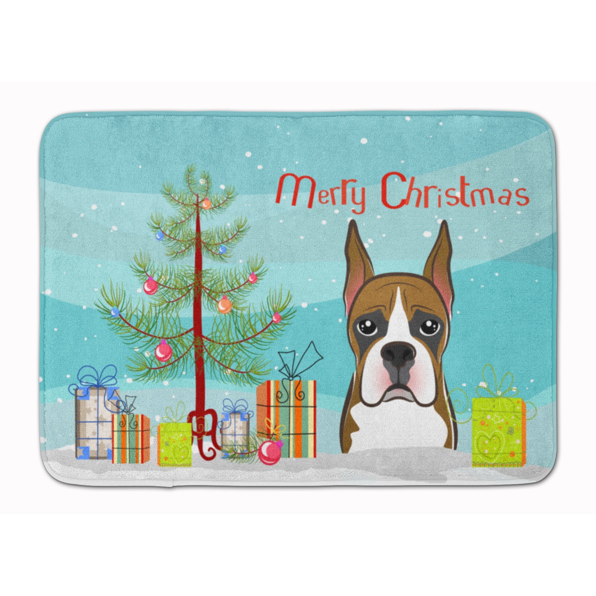 Caroline'S Treasures Christmas Tree And Boxer Floor Mat, 19 X 27, Multicolor
